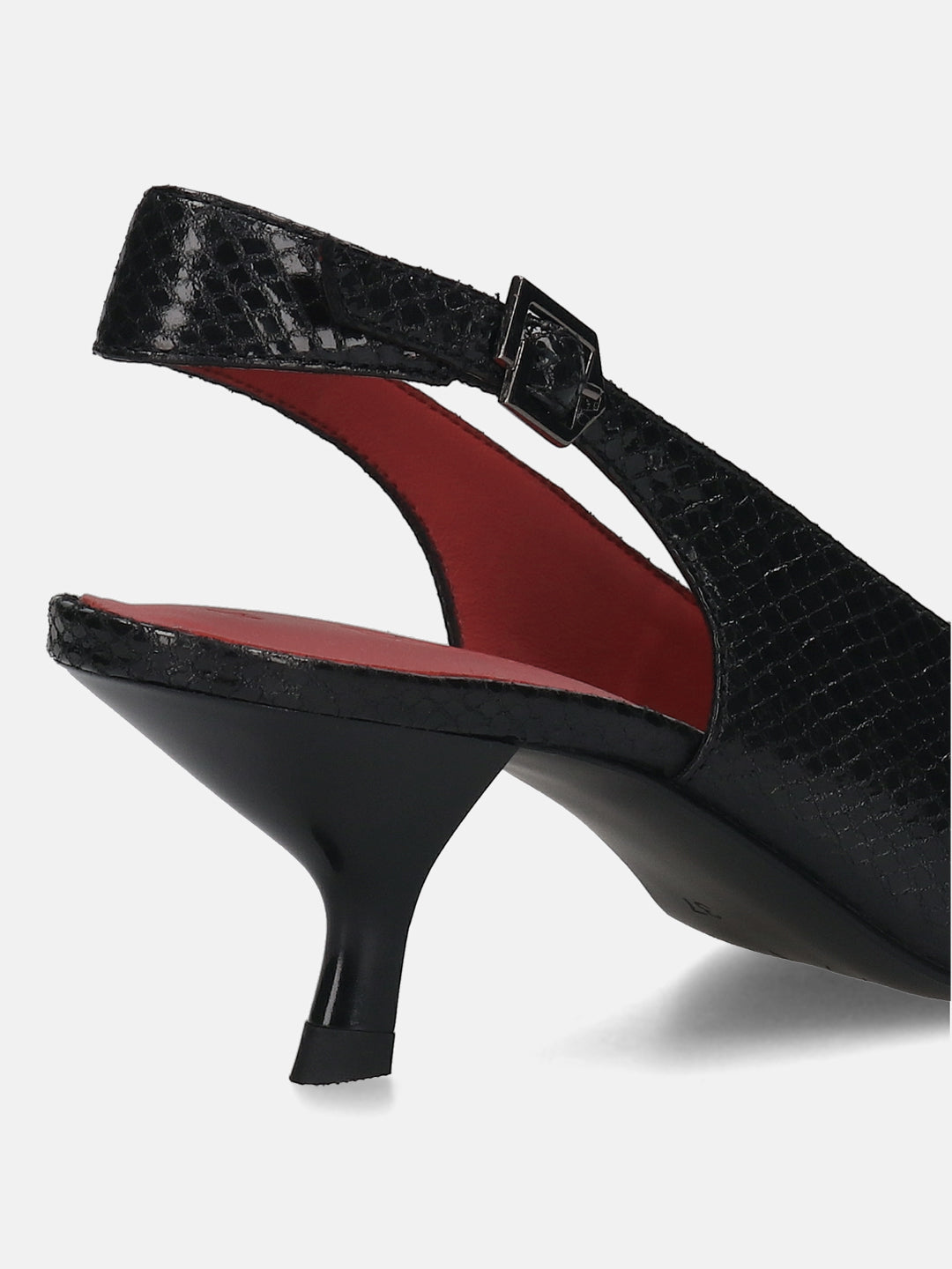 TT.BAGATT Dafina Black Premium Leather Back Strap Kitten Heel