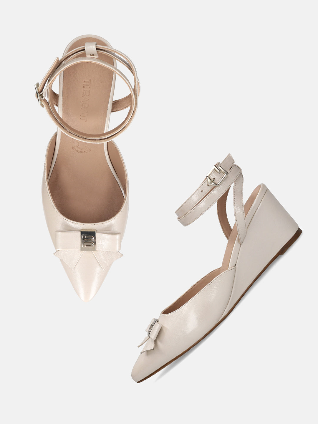 TT.BAGATT Kezia Offwhite Premium Leather Ankle Strap Heels