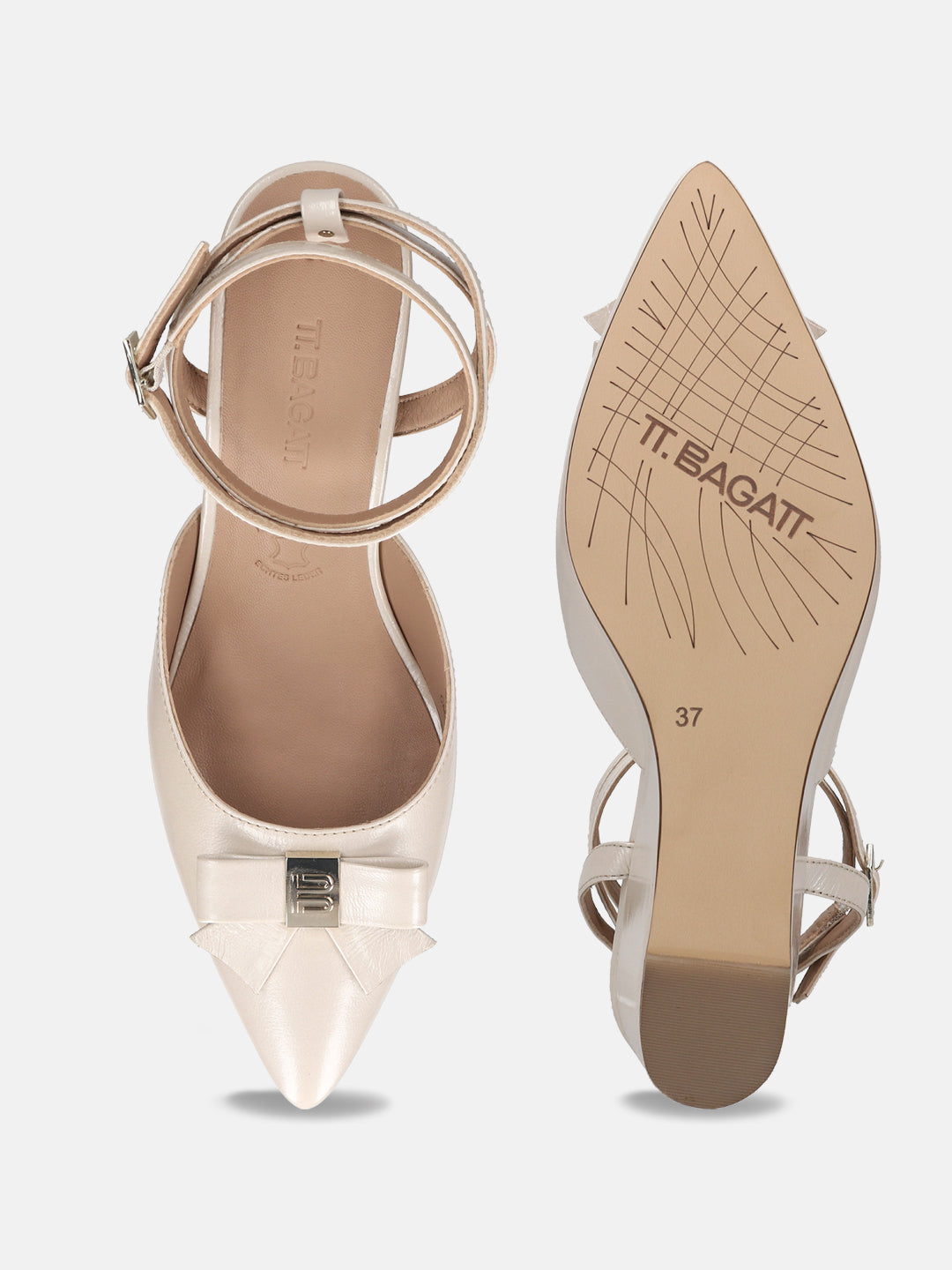 TT.BAGATT  Kezia Offwhite Premium Leather Ankle Strap Heels
