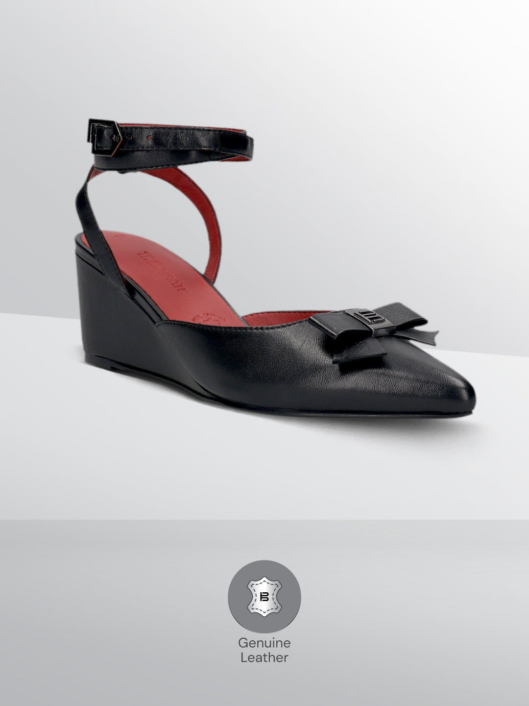 TT.BAGATT Kezia Black Premium Leather Ankle Strap Heels