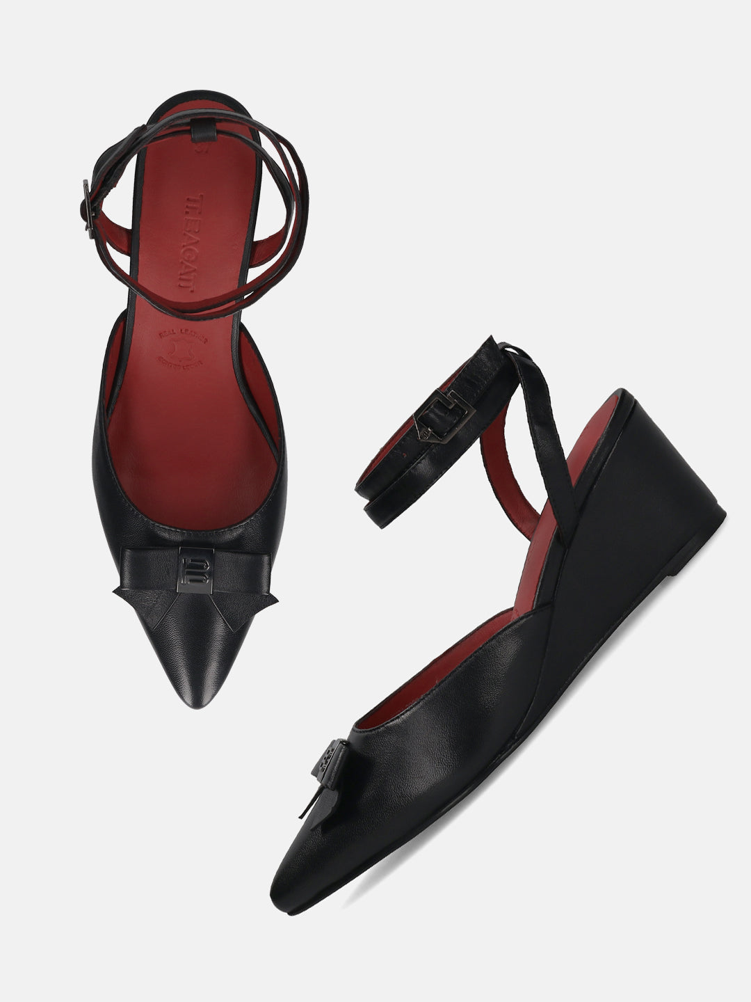 TT.BAGATT Kezia Black Premium Leather Ankle Strap Heels