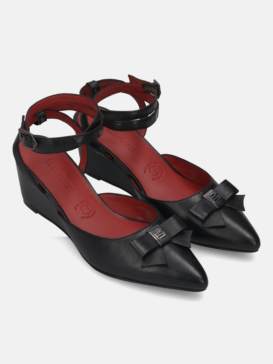 TT.BAGATT Kezia Black Premium Leather Ankle Strap Heels