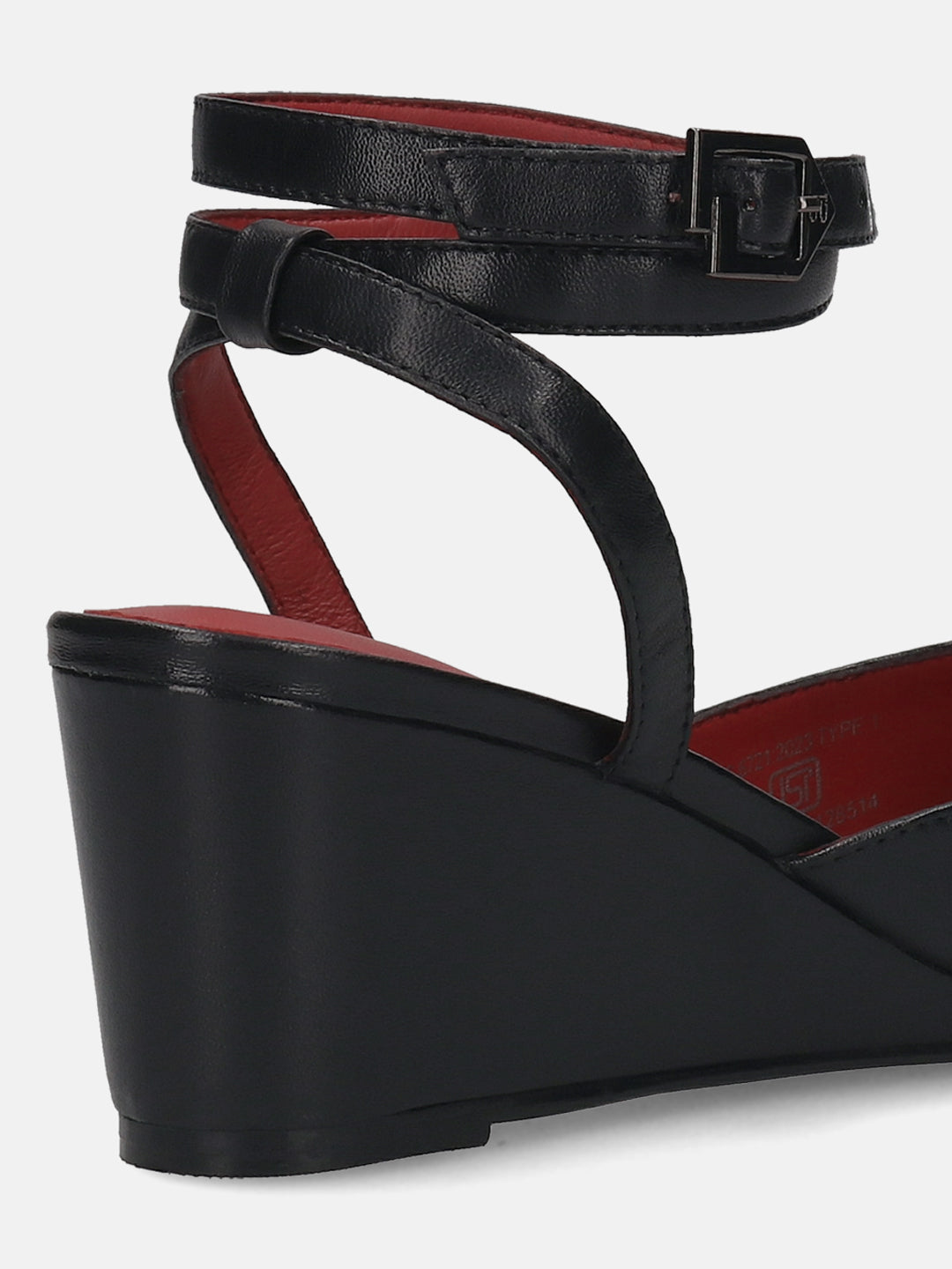 TT.BAGATT Kezia Black Premium Leather Ankle Strap Heels