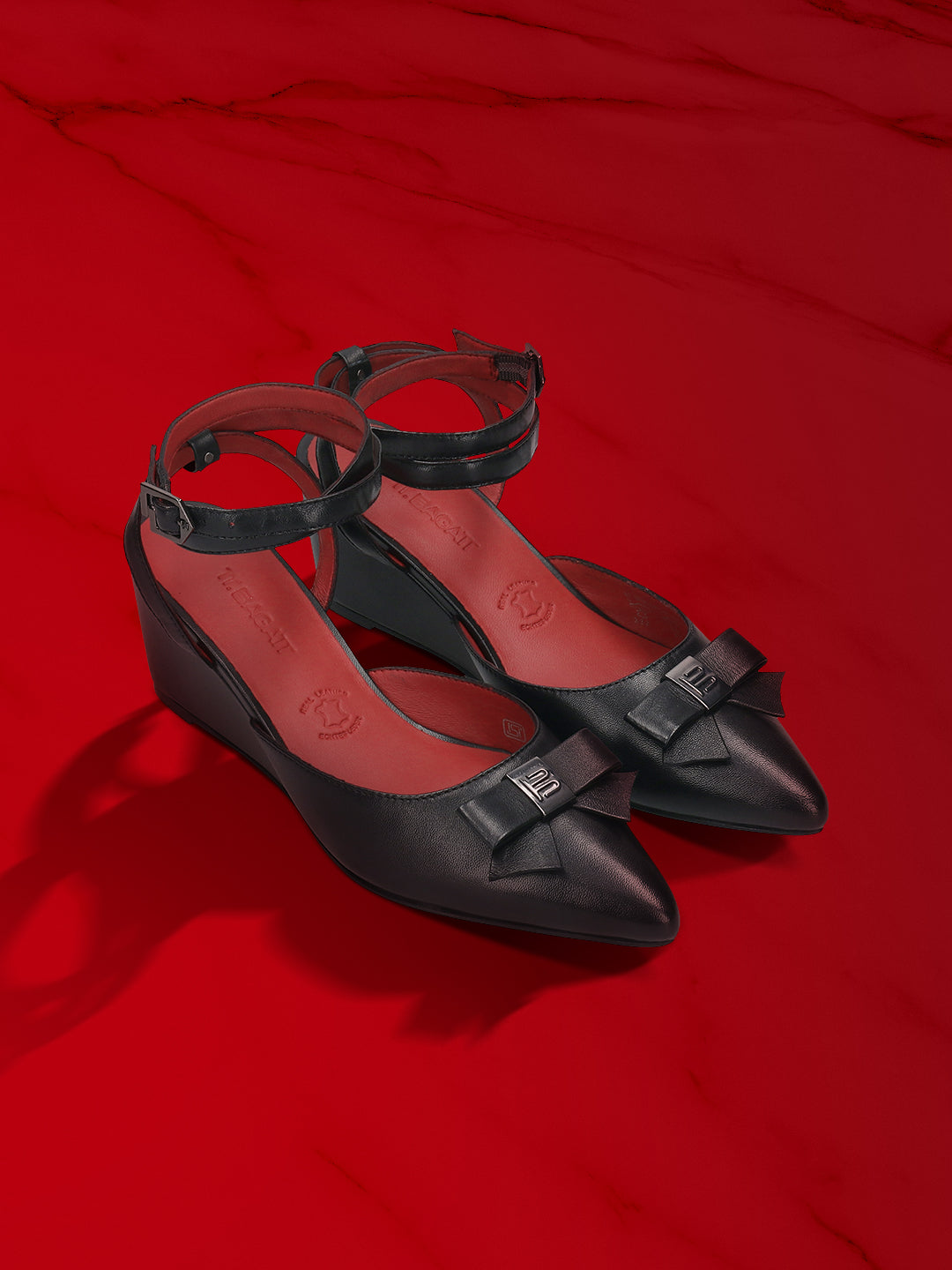 TT.BAGATT Kezia Black Premium Leather Ankle Strap Heels