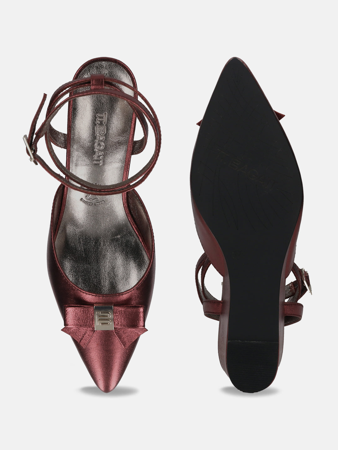 TT.BAGATT Kezia Bordo Premium Leather Ankle Strap Heels