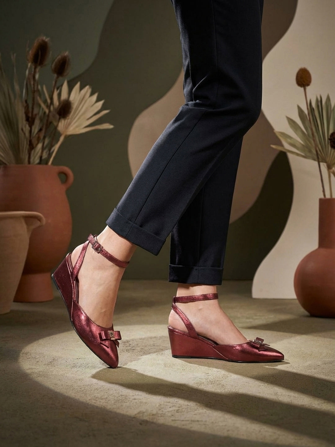 TT.BAGATT Kezia Bordo Premium Leather Ankle Strap Heels