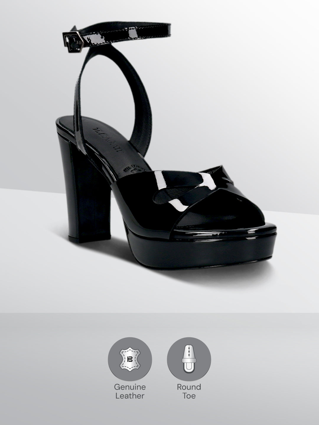 TT.BAGATT Linnea Black Premium Leather Flatform Heels