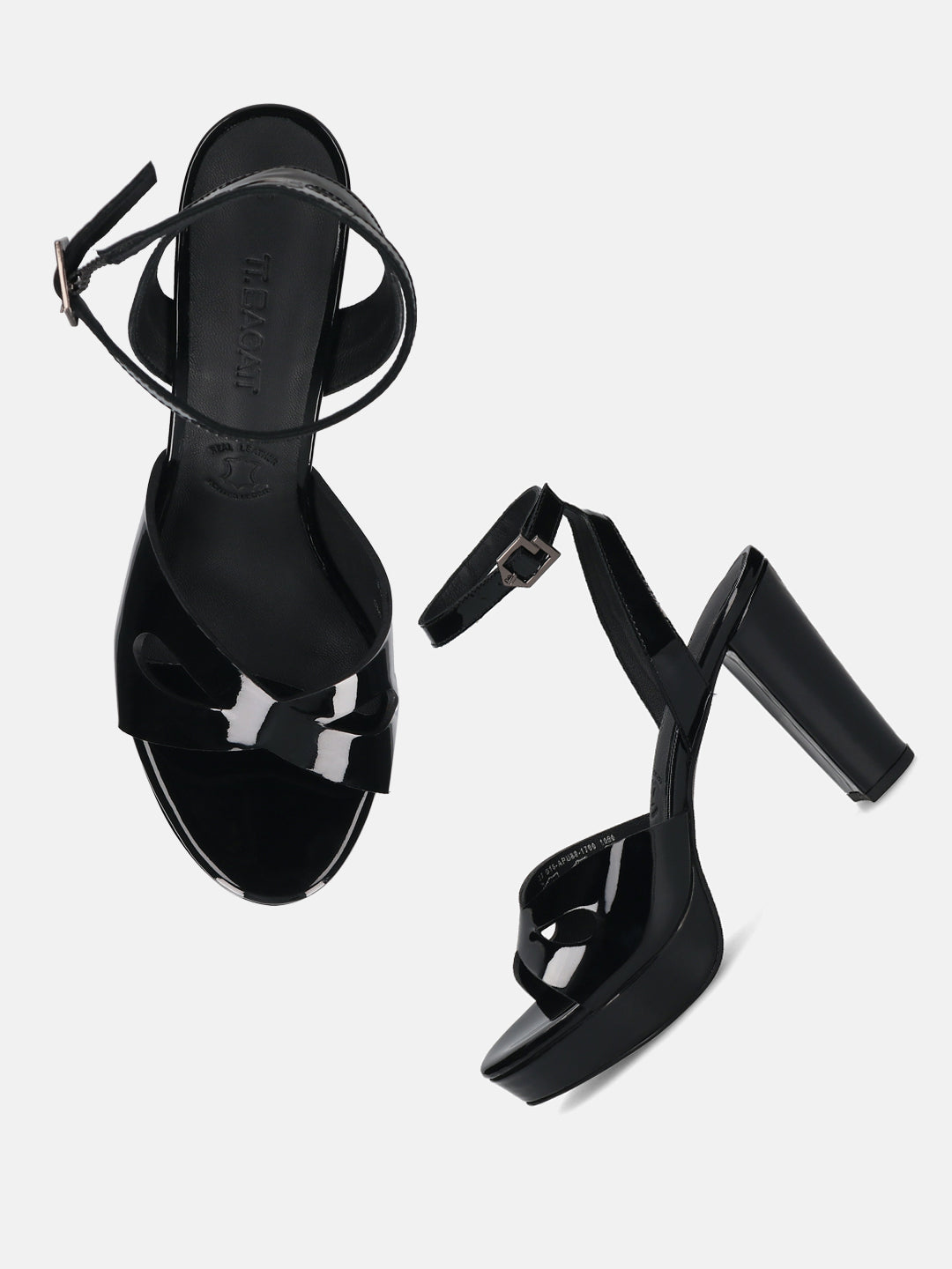 TT.BAGATT Linnea Black Premium Leather Flatform Heels