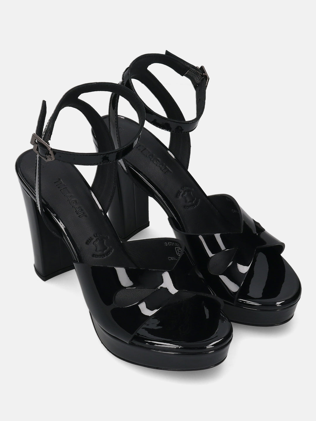 TT.BAGATT Linnea Black Premium Leather Flatform Heels