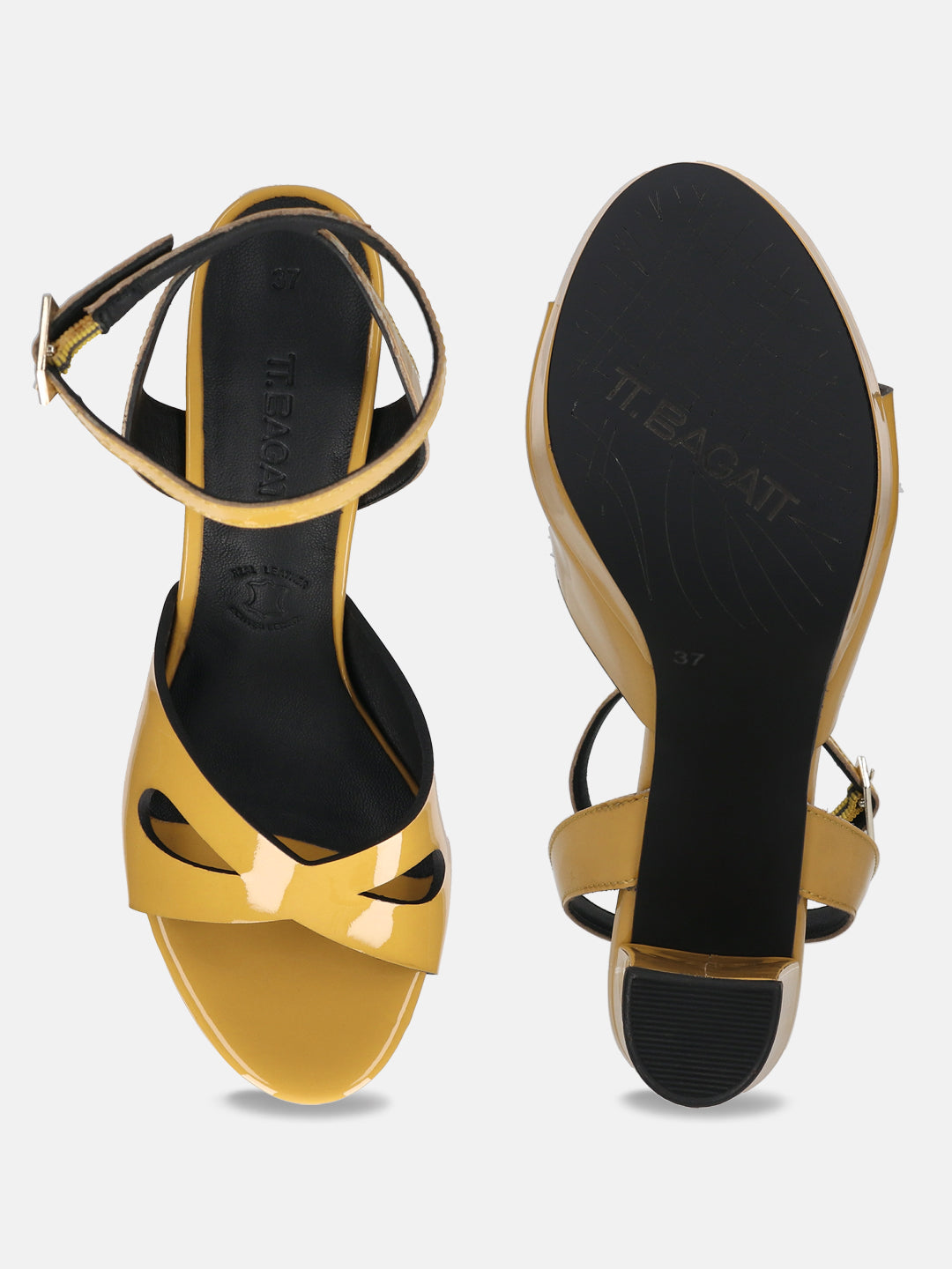 TT.BAGATT Linnea Yellow Premium Leather Flatform Heels