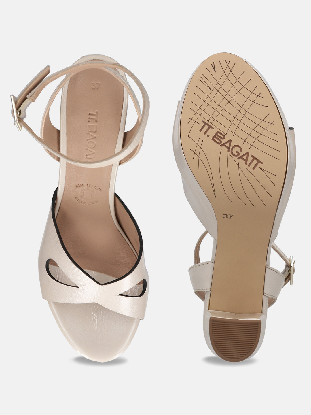 TT.BAGATT Linnea Offwhite Premium Leather Flatform Heels