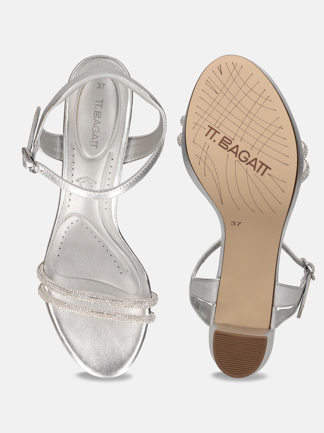 BAGATT Silver Premium Leather Platforms Heels