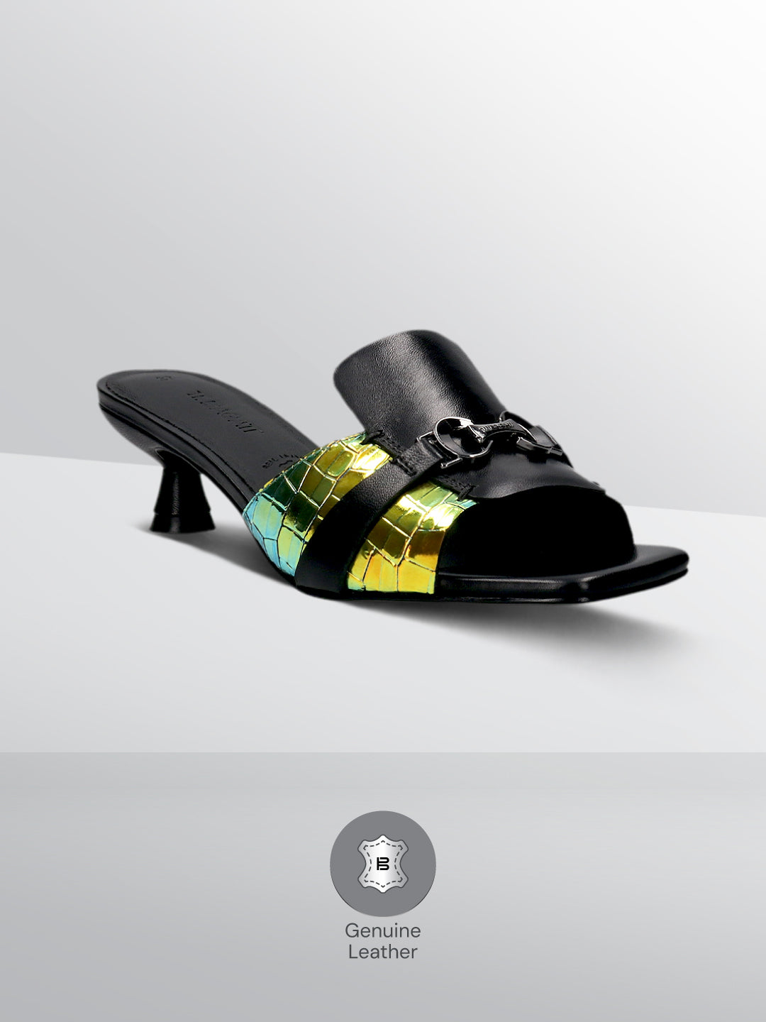 TT.BAGATT Padma Black Premium Leather Kitten Heel