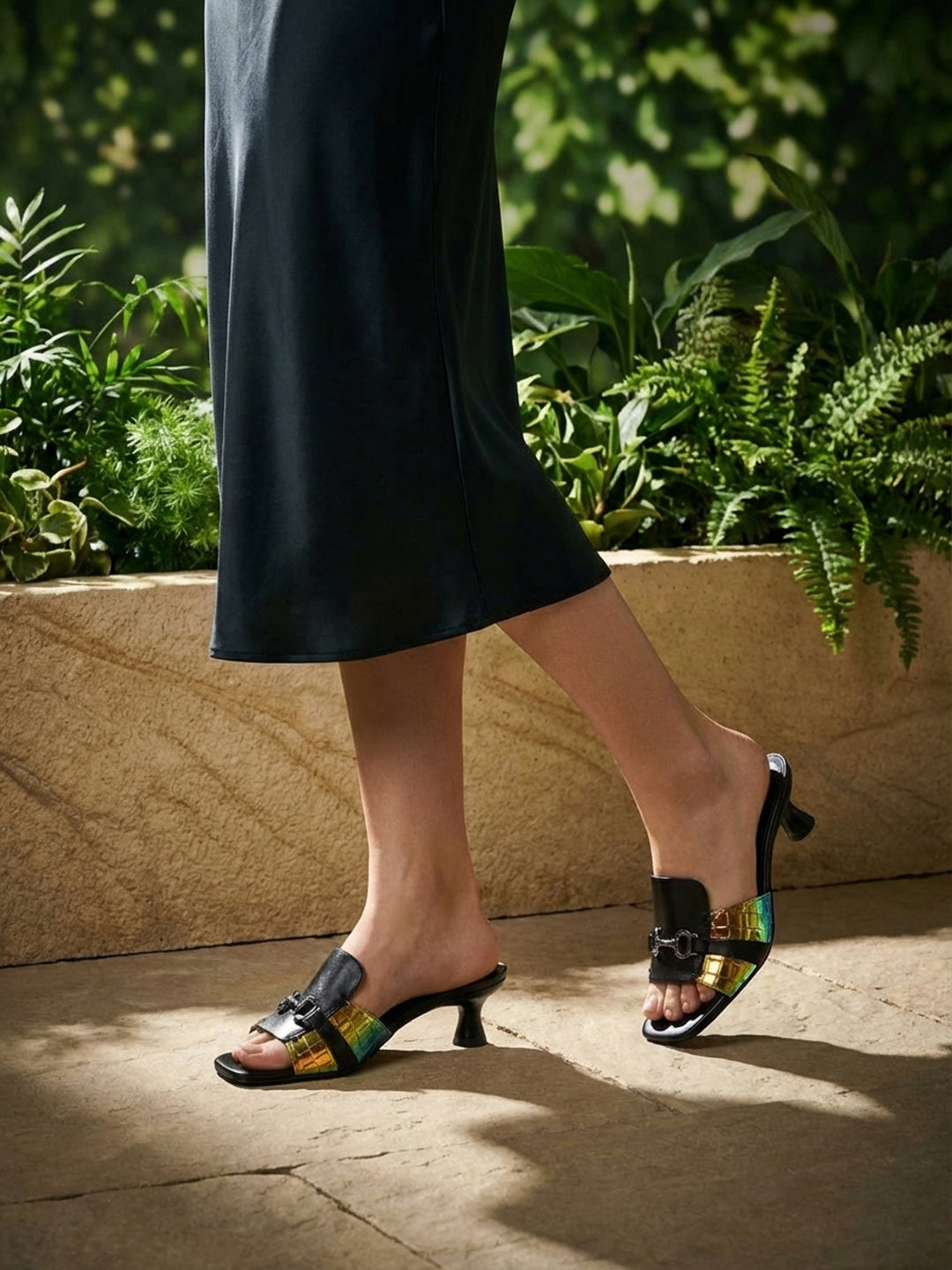 TT.BAGATT Padma Black Premium Leather Kitten Heel