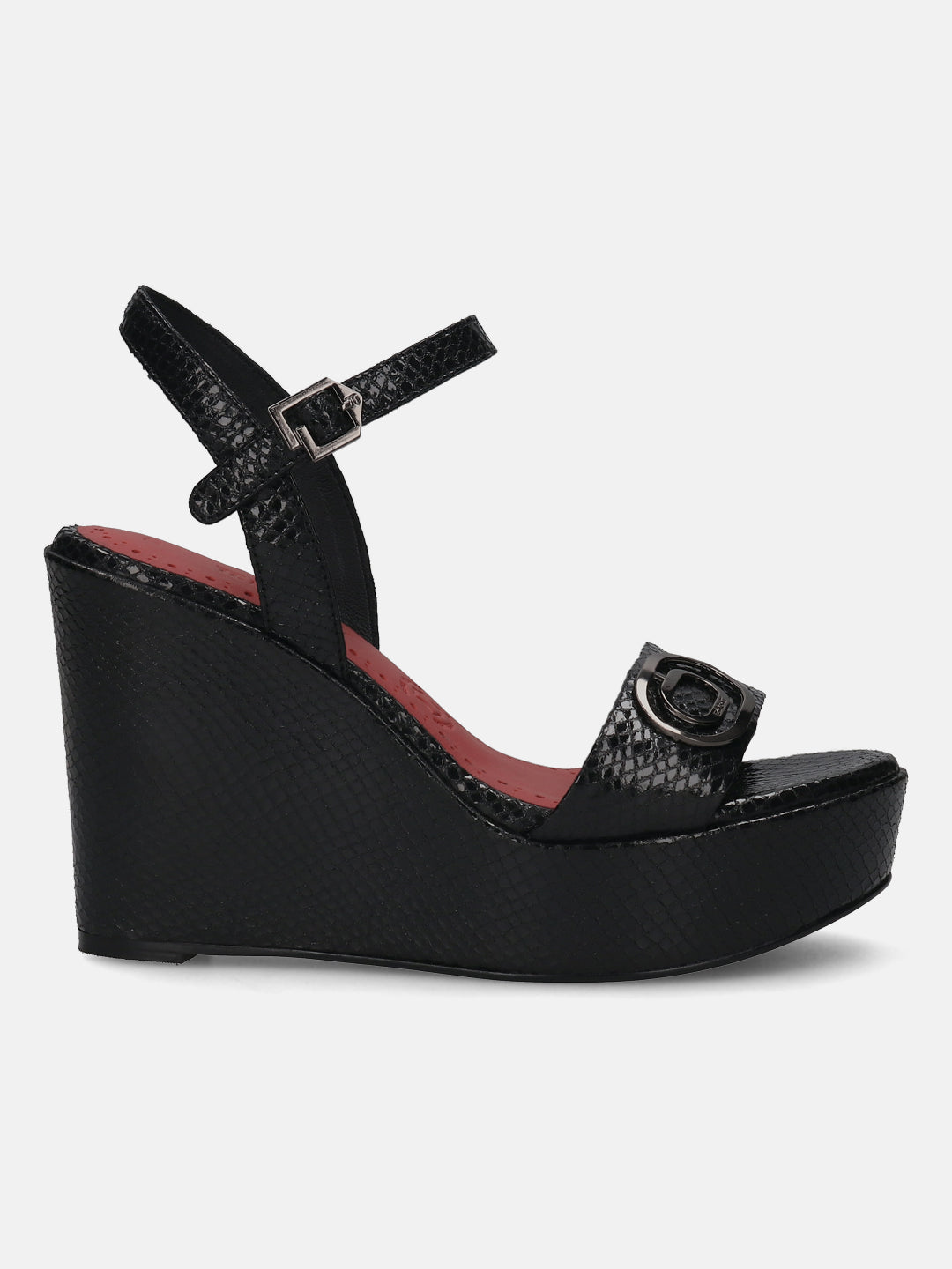 TT.BAGATT Sigma Black Premium Leather Ankle Strap Heels