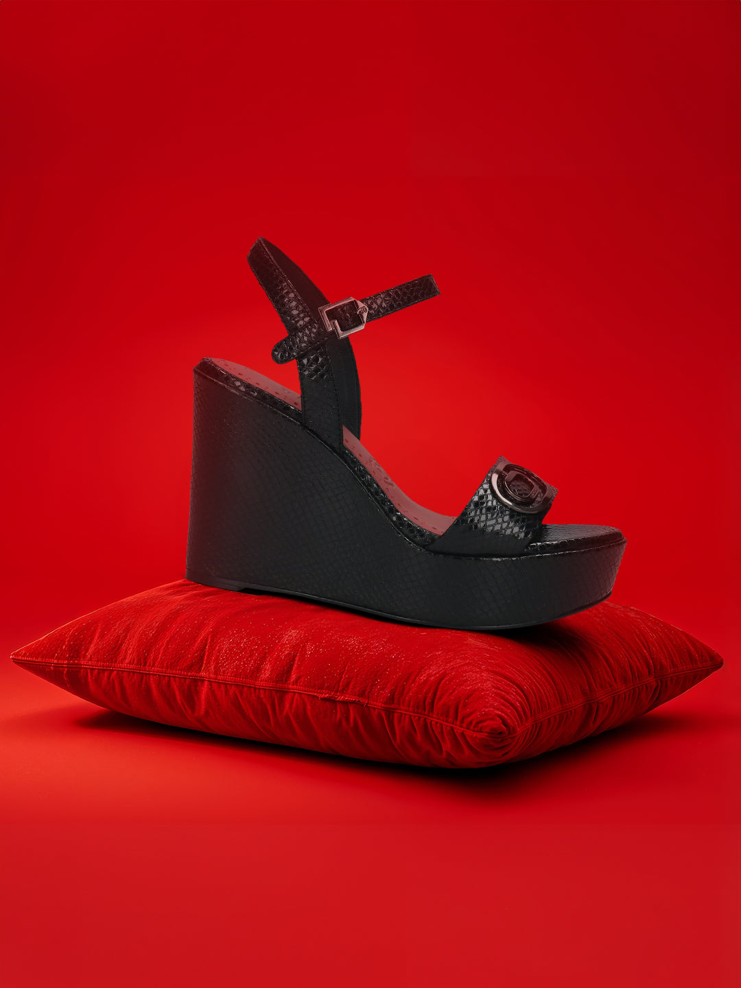 TT.BAGATT Sigma Black Premium Leather Ankle Strap Heels