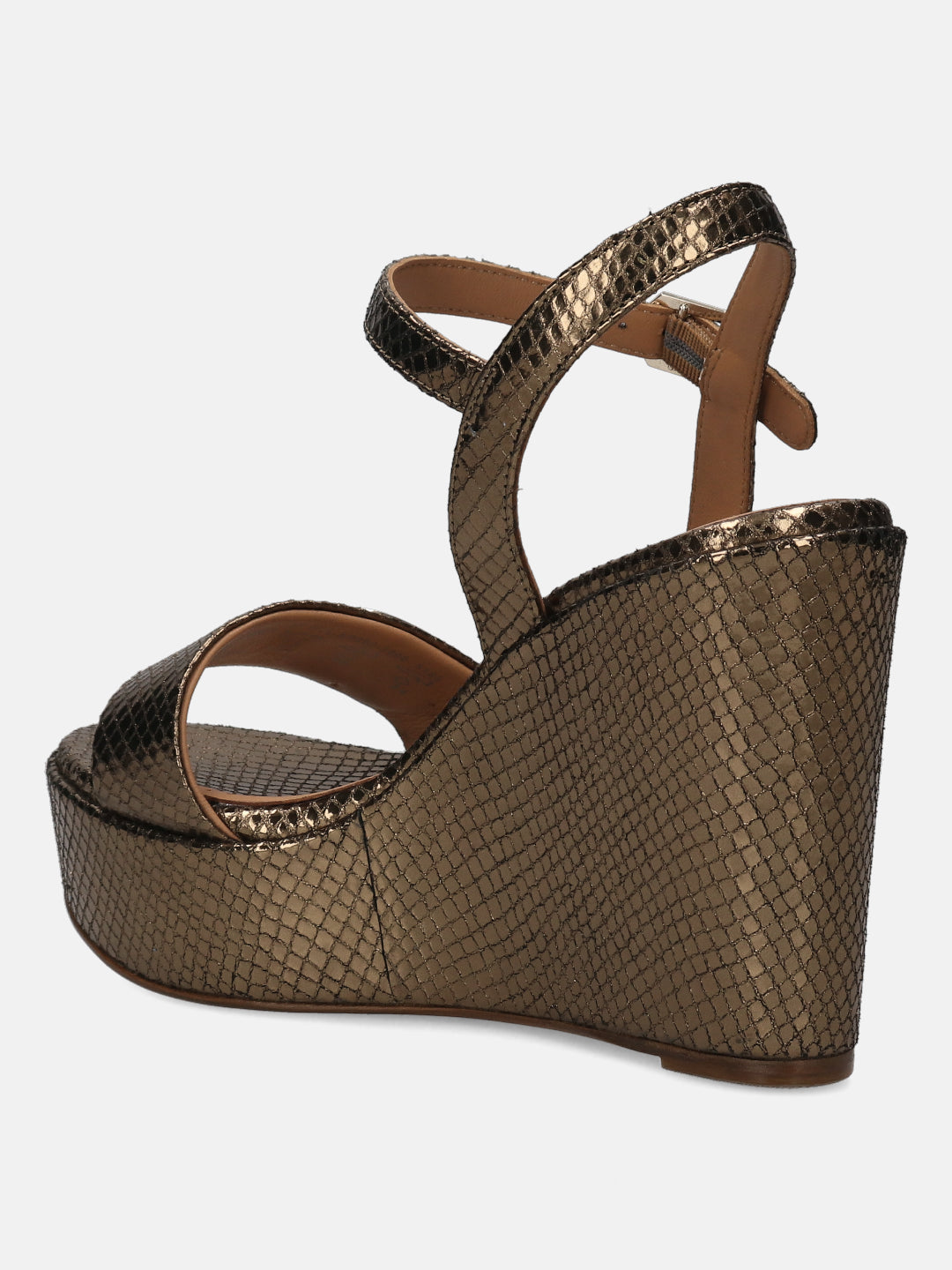 BAGATT Gold & Reptile Print Premium Leather Heels
