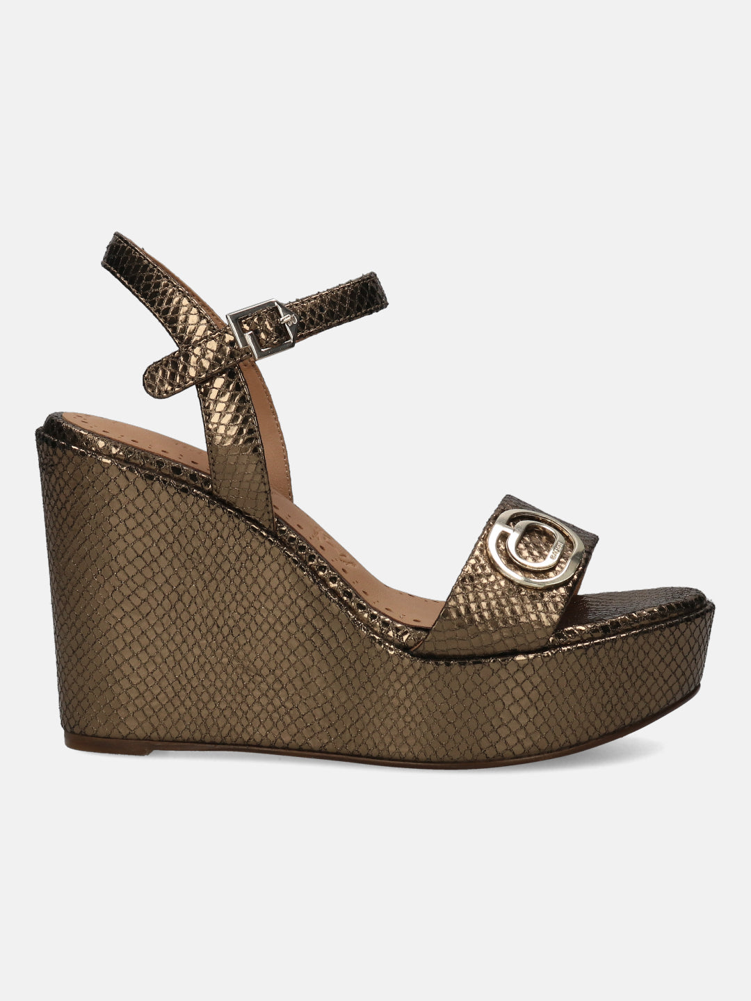 BAGATT Gold & Reptile Print Premium Leather Heels