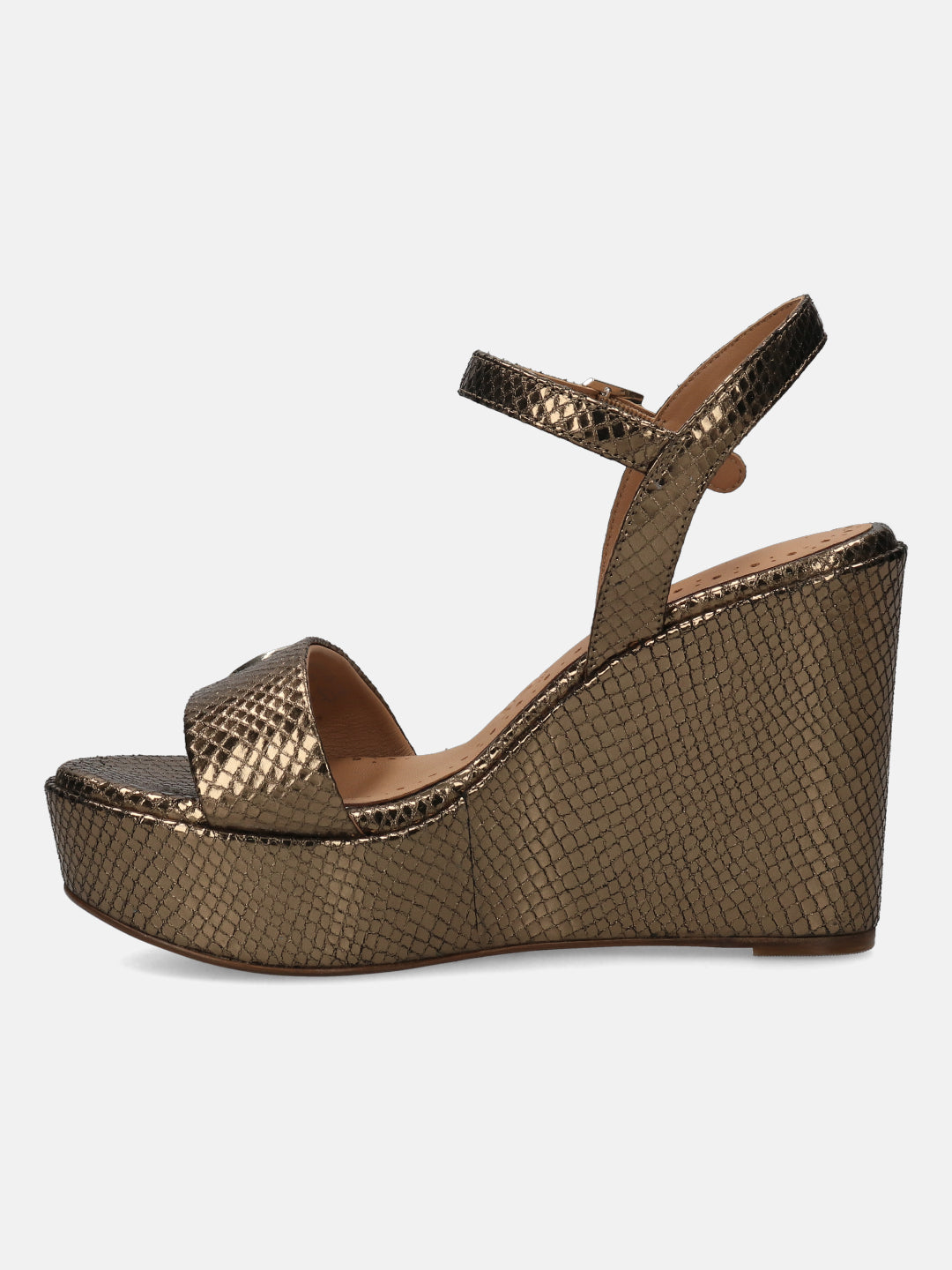 BAGATT Gold & Reptile Print Premium Leather Heels