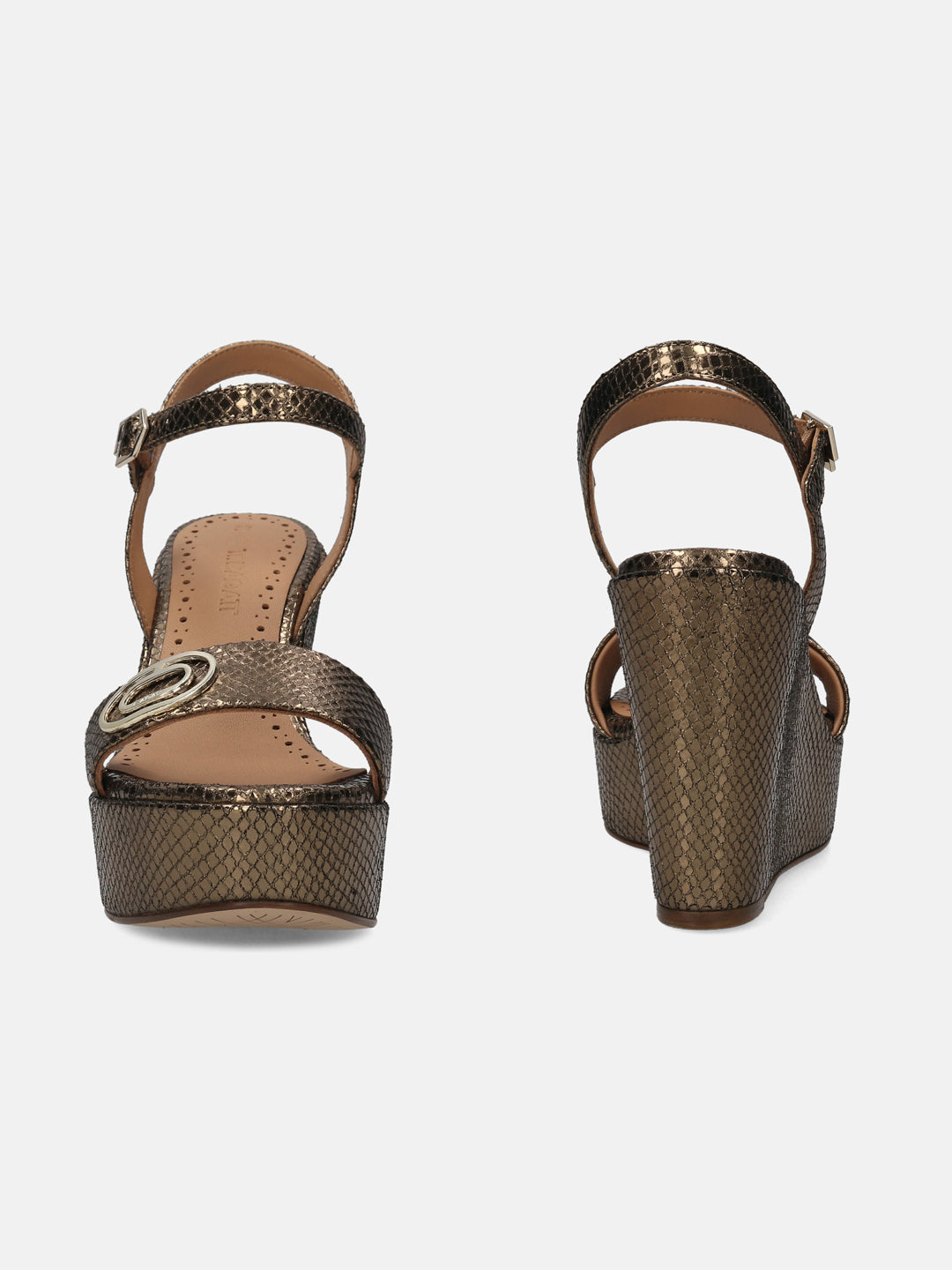 BAGATT Gold & Reptile Print Premium Leather Heels