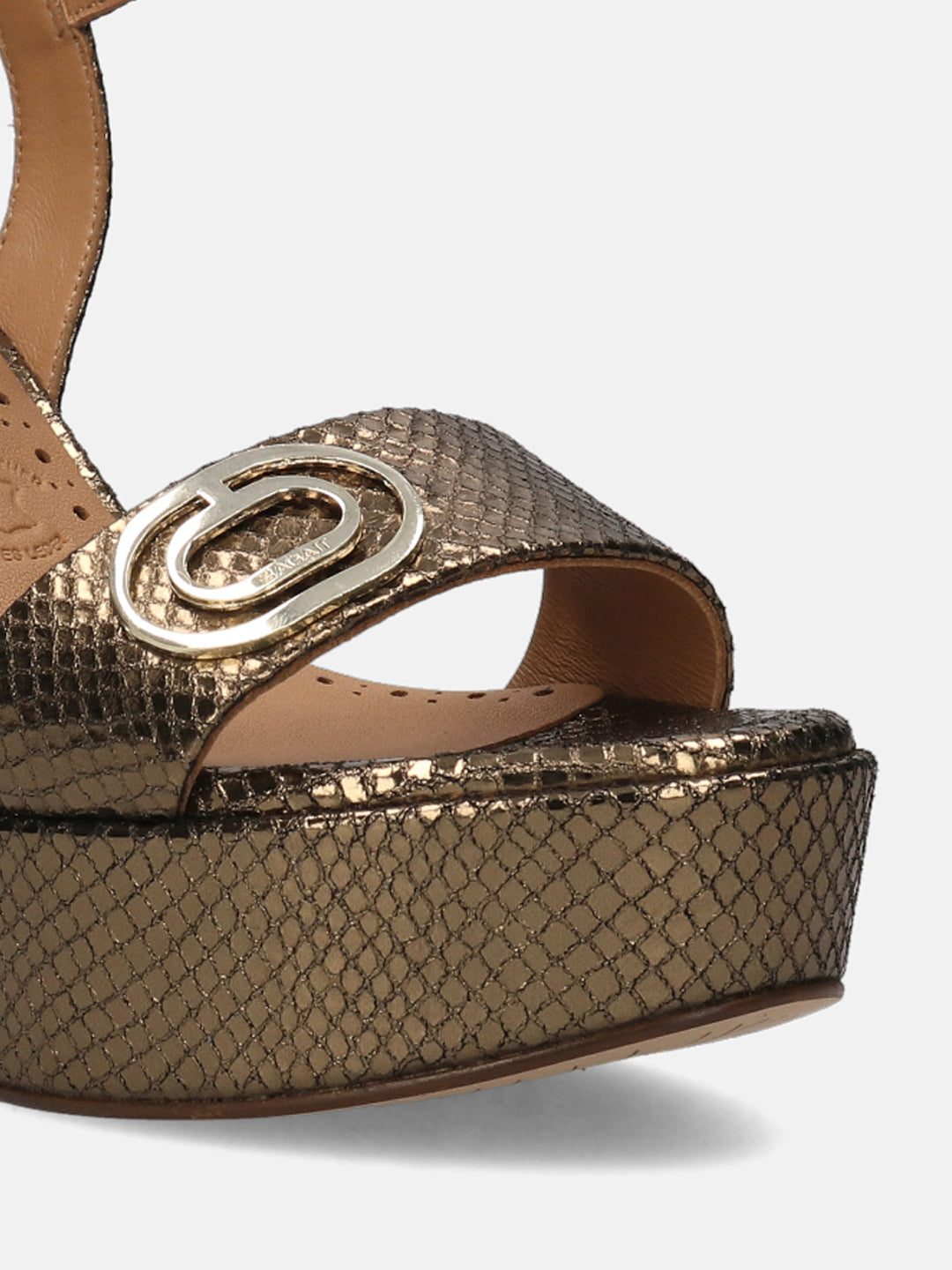 BAGATT Gold & Reptile Print Premium Leather Heels