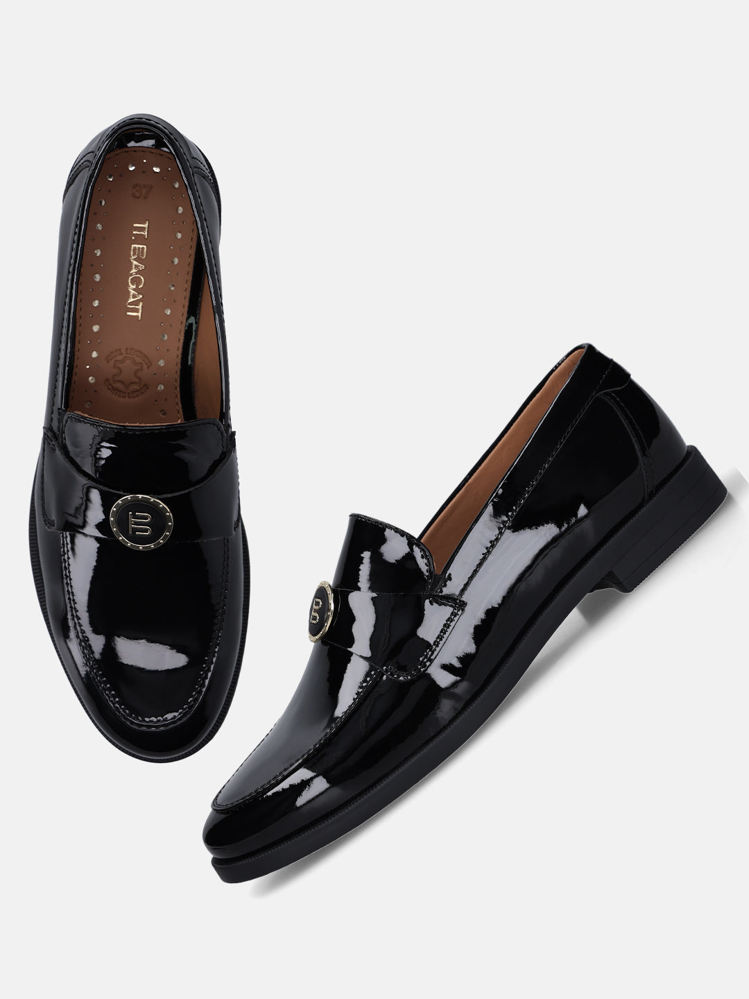 TT.BAGATT Edwina Black Premium Leather Loafers Slip-Ons