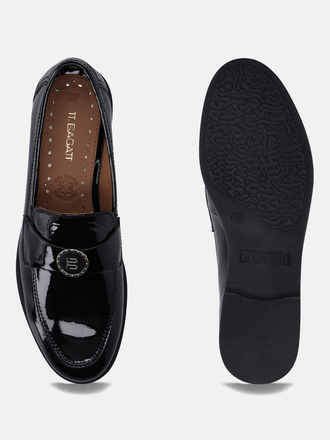 TT.BAGATT Edwina Black Premium Leather Loafers Slip-Ons
