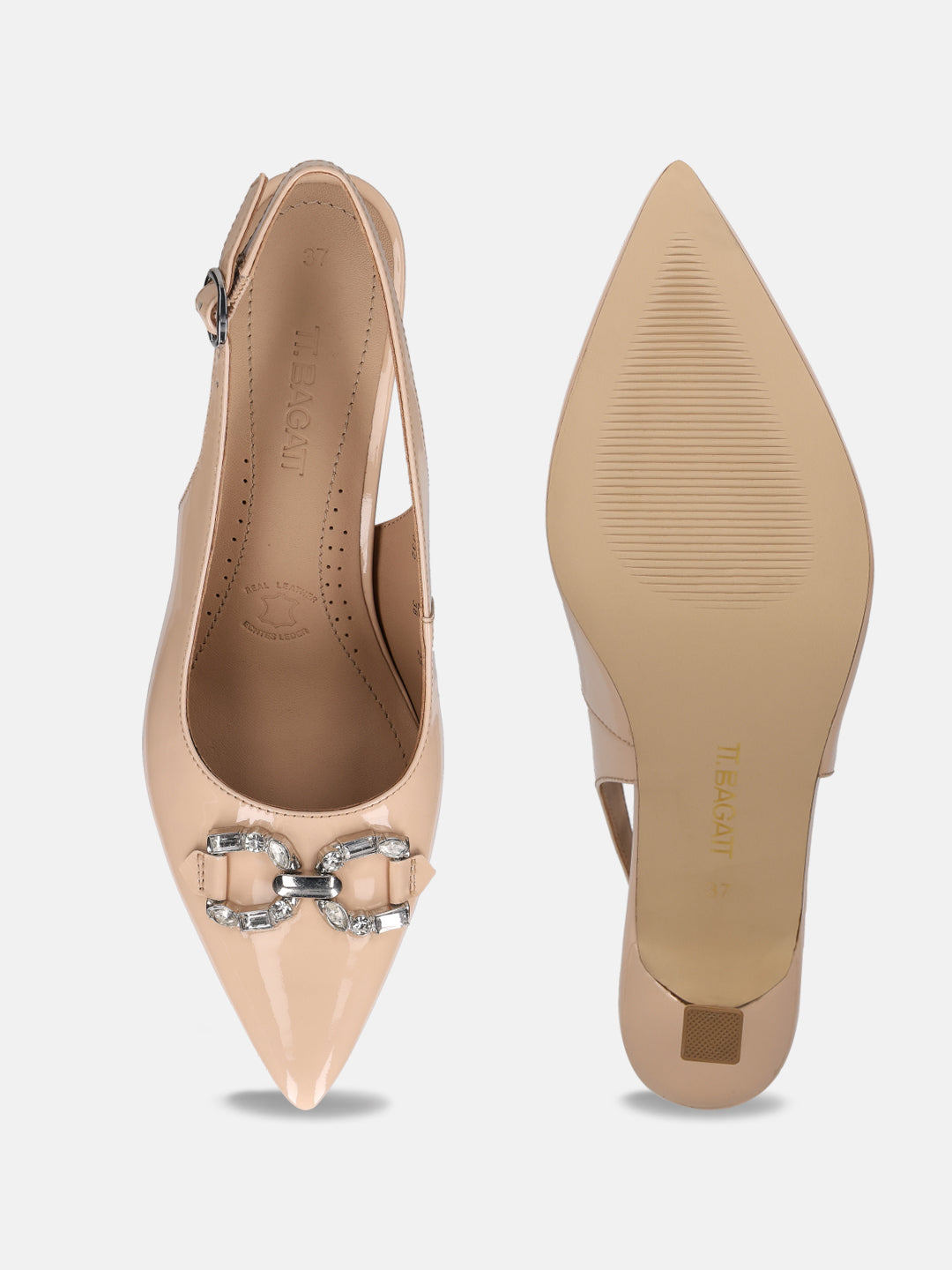 TT.BAGATT Ahu Beige Premium Leather Slingback Stelitoes Heels