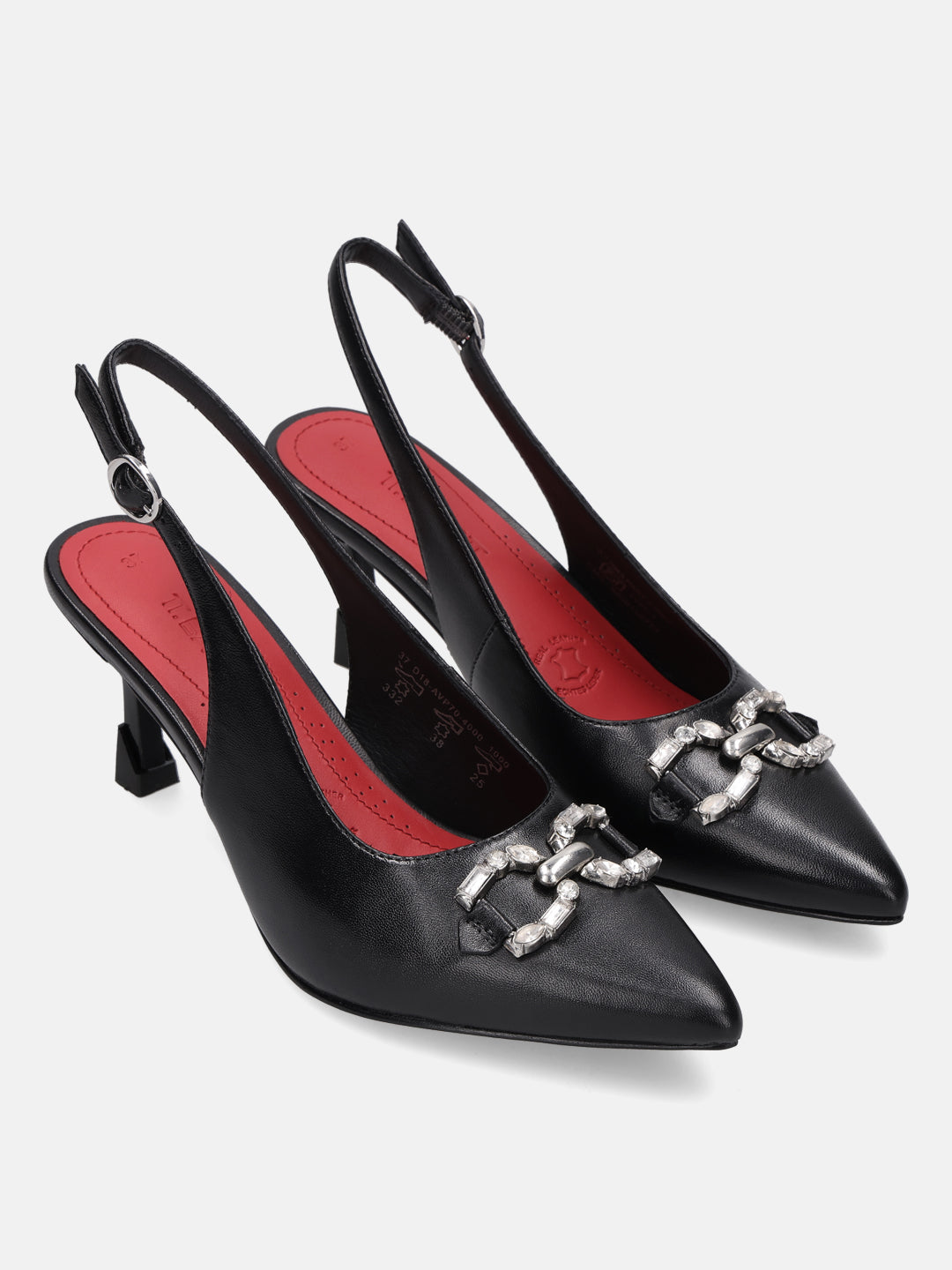 TT.BAGATT Ahu Black Premium Leather Slingback Stelitoes Heels