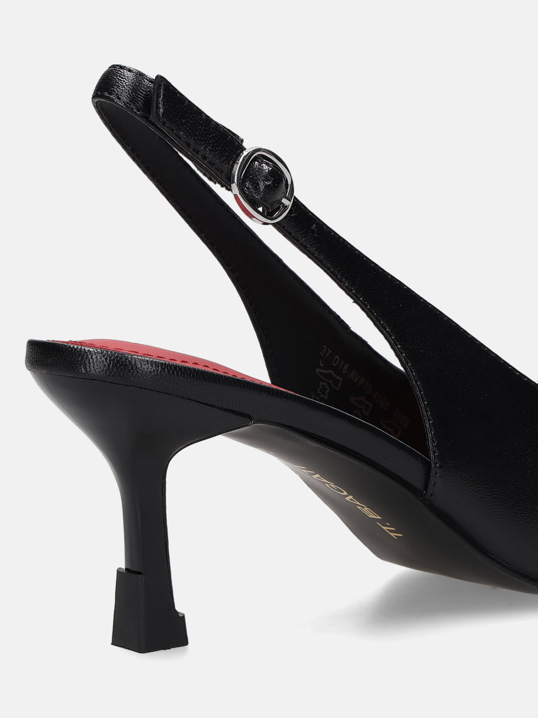 TT.BAGATT Ahu Black Premium Leather Slingback Stelitoes Heels