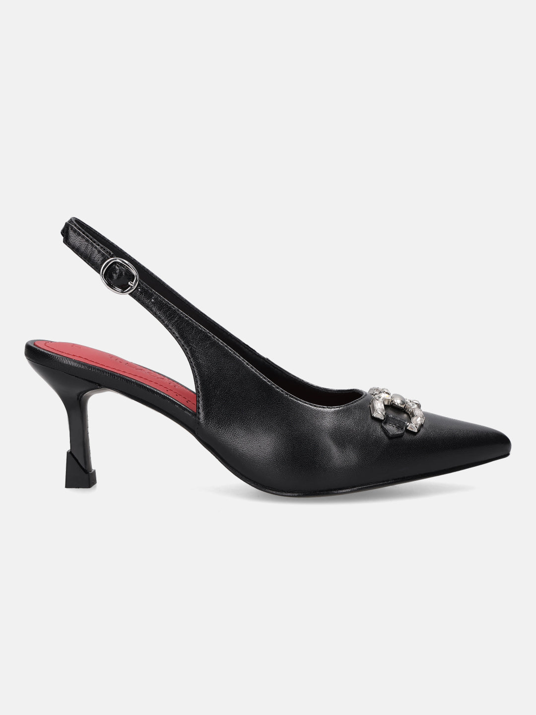 TT.BAGATT Ahu Black Premium Leather Slingback Stelitoes Heels