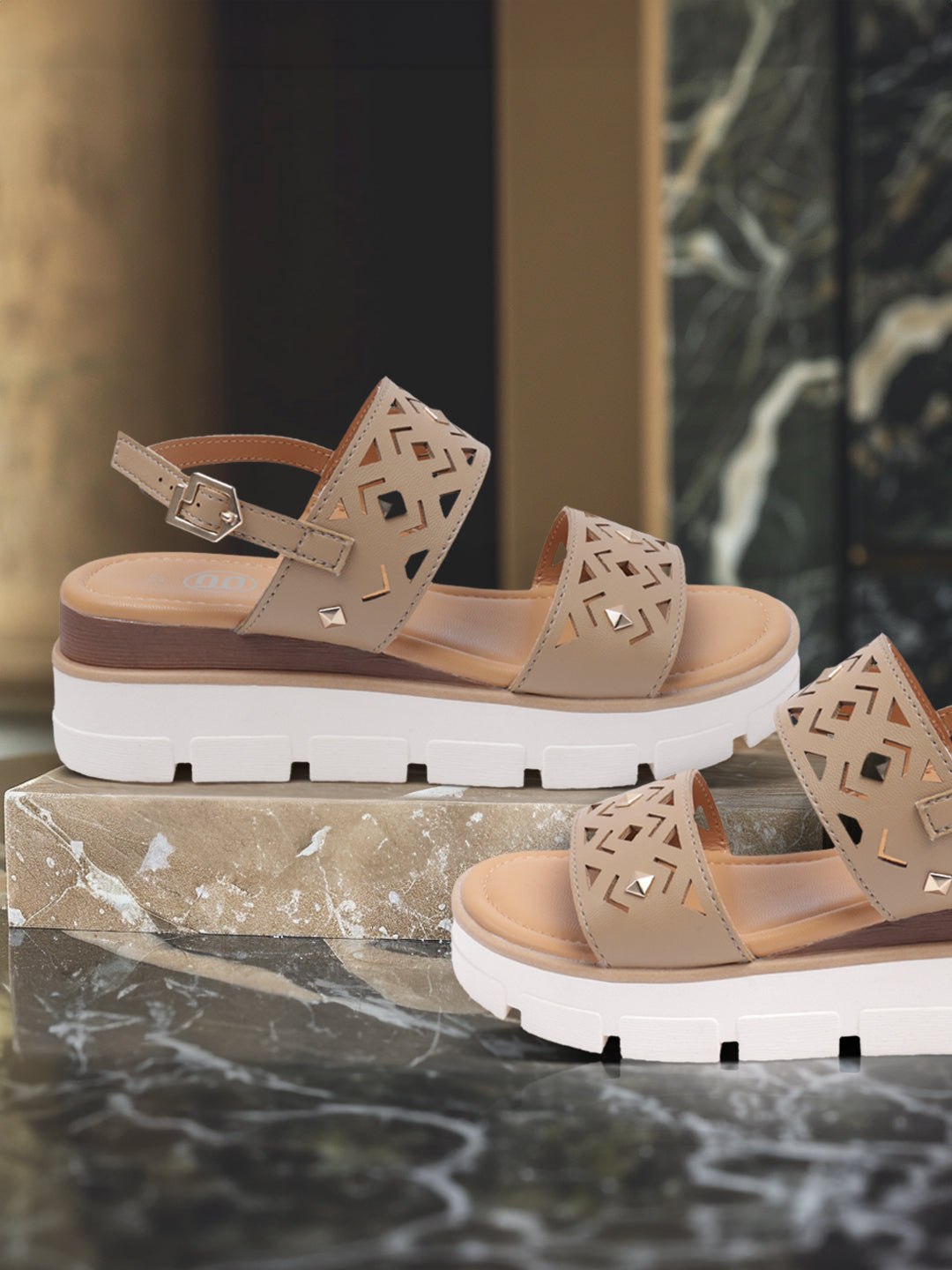 BAGATT Mariella Light Brown Back Strap Flatform sandals