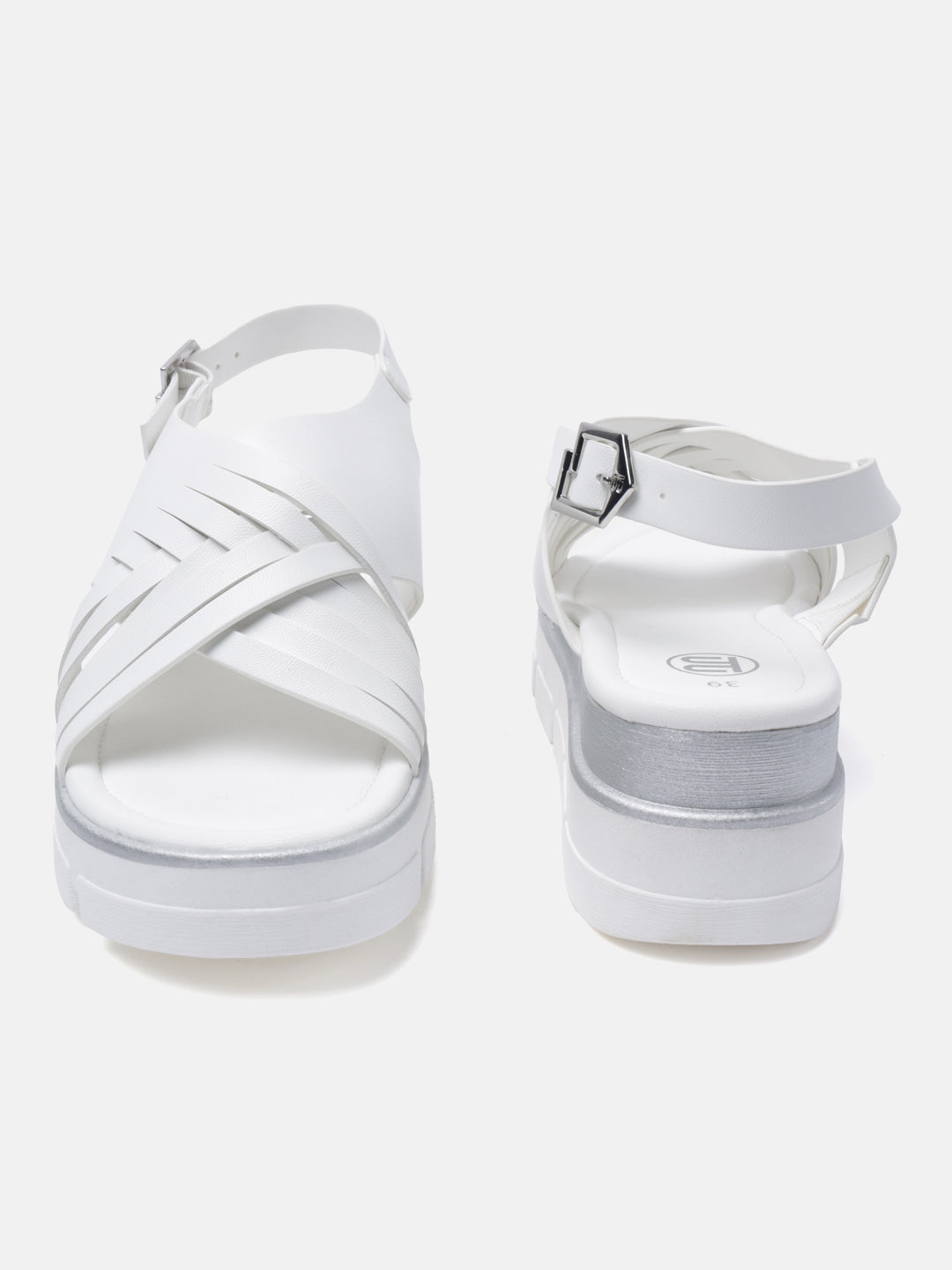 BAGATT Mariella White Back Strap Flatform sandals
