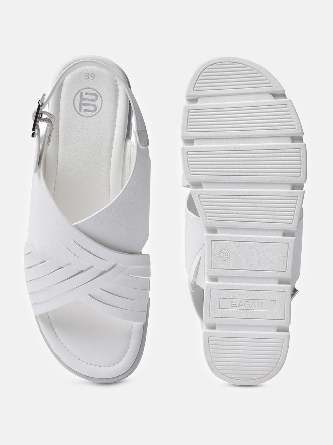 BAGATT  Mariella White Back Strap Flatform sandals
