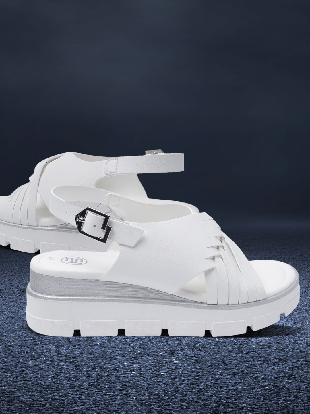 BAGATT Mariella White Back Strap Flatform sandals