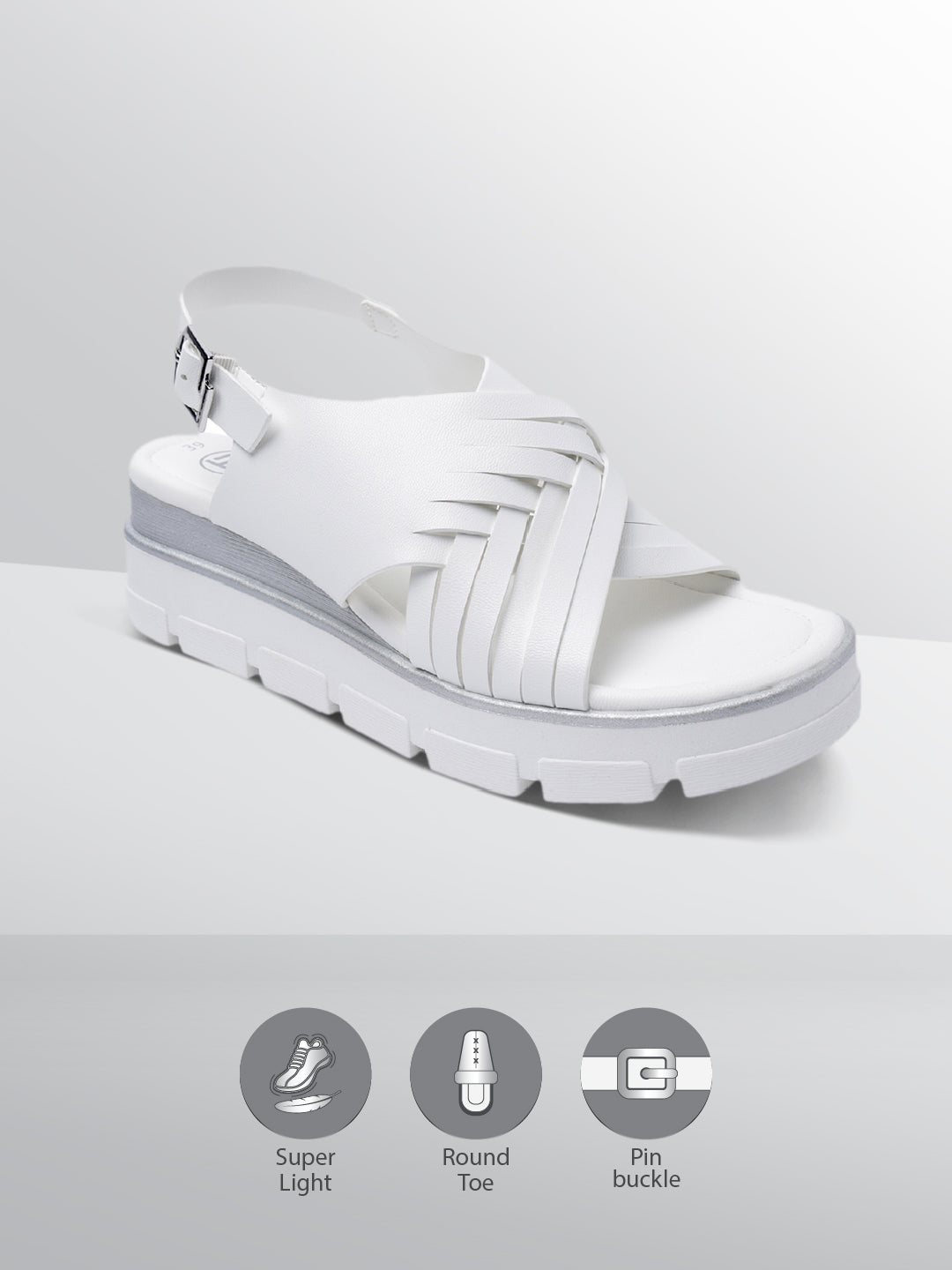 BAGATT Mariella White Back Strap Flatform sandals