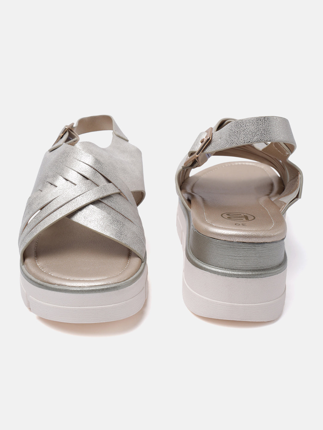 BAGATT Mariella Gold Back Strap Flatform sandals