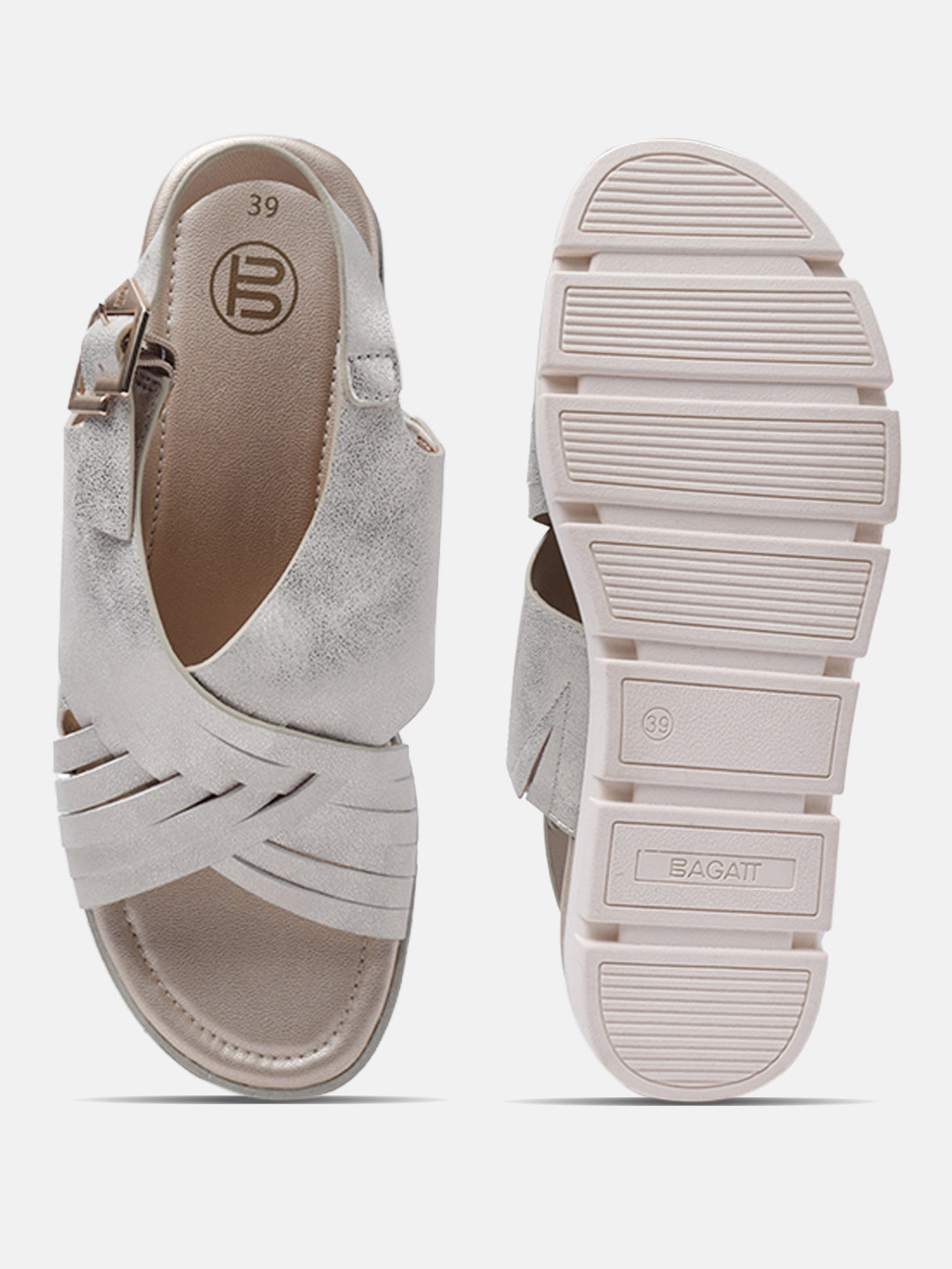 BAGATT Mariella Gold Back Strap Flatform sandals
