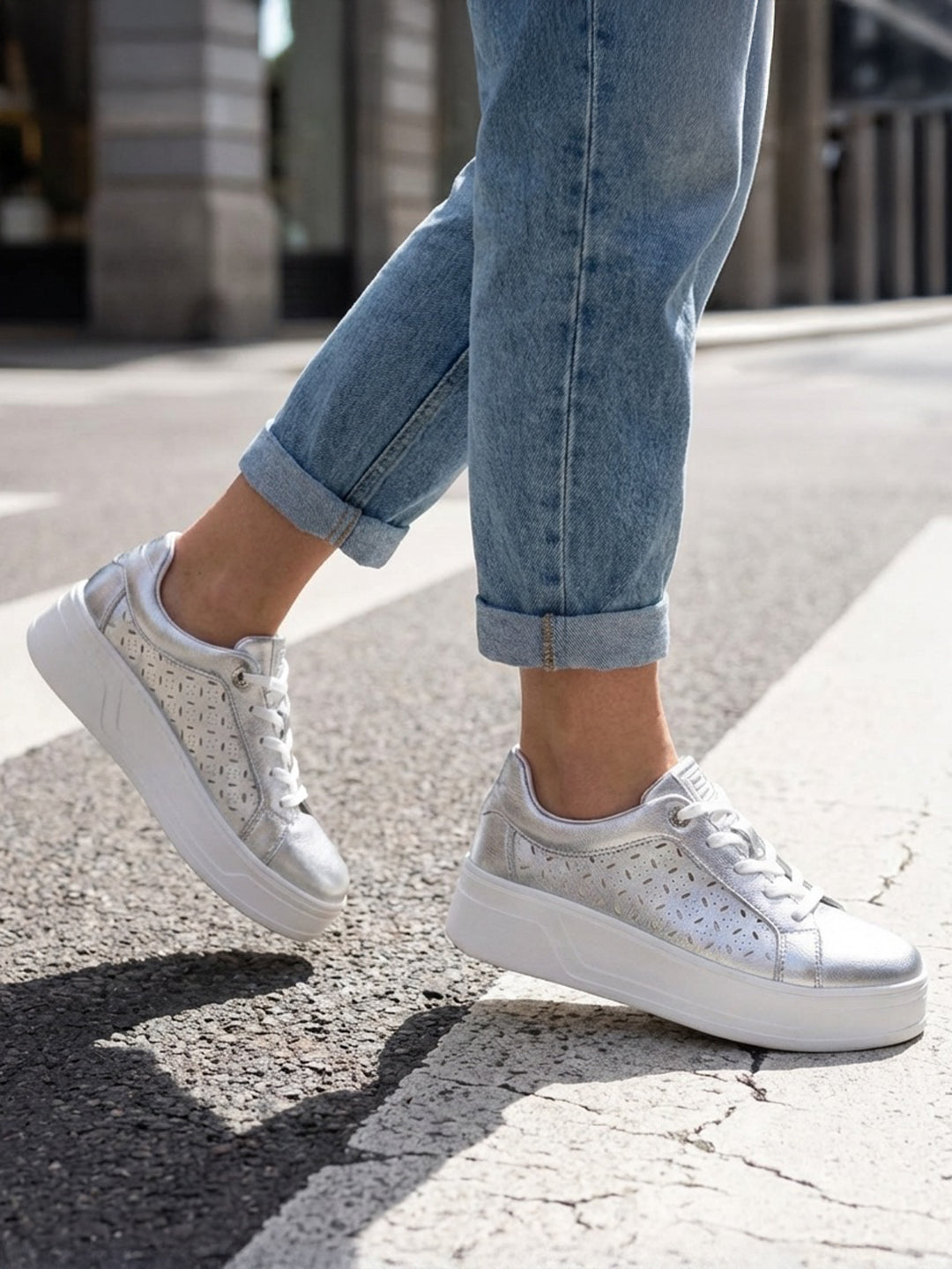 BAGATT Piper Evo Silver Mid Top Sneakers