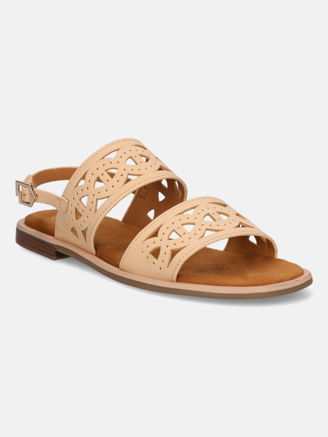 BAGATT Yasha Beige Premium Leather Back Strap Flat Sandals