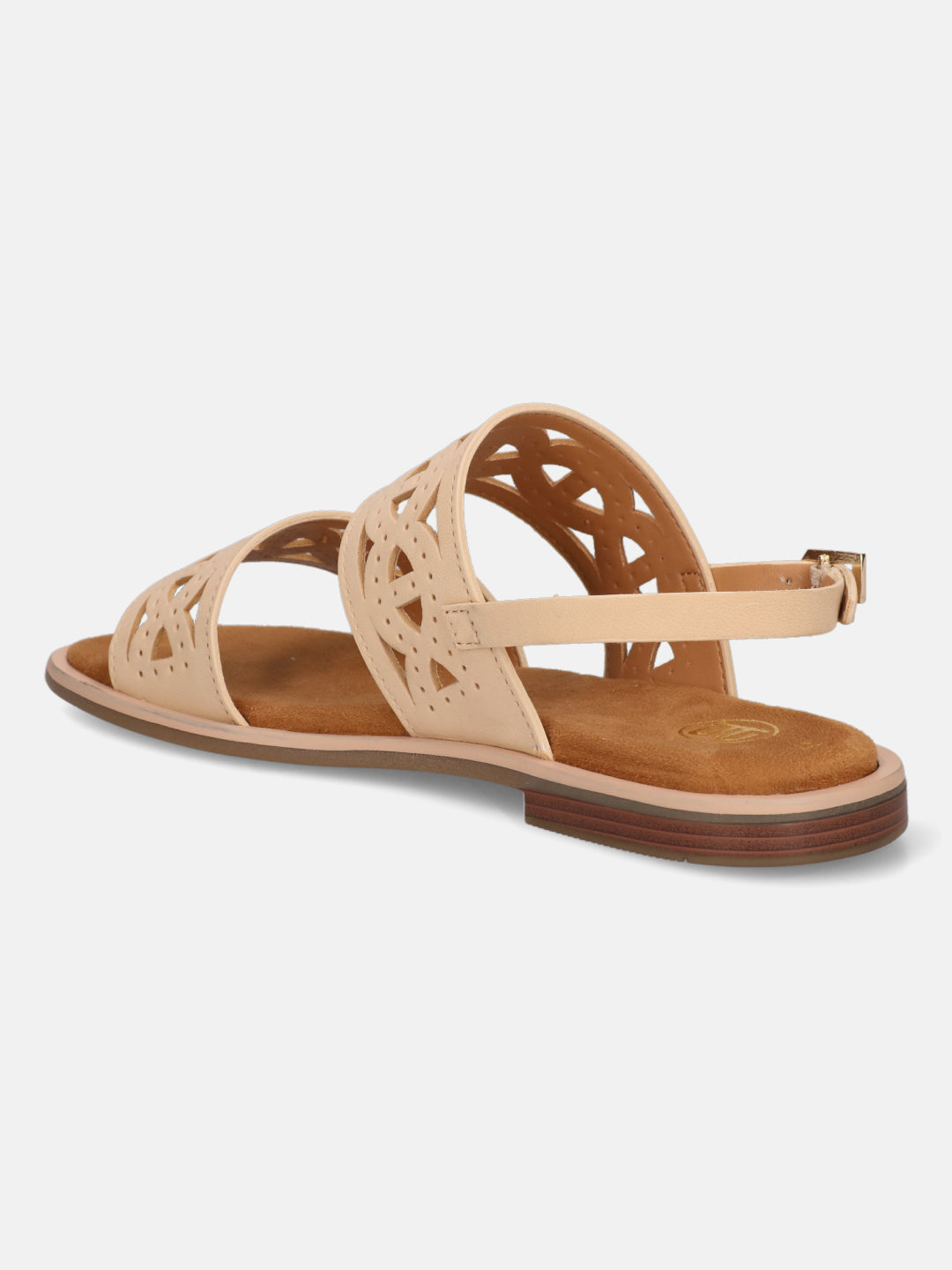 BAGATT Yasha Beige Premium Leather Back Strap Flat Sandals