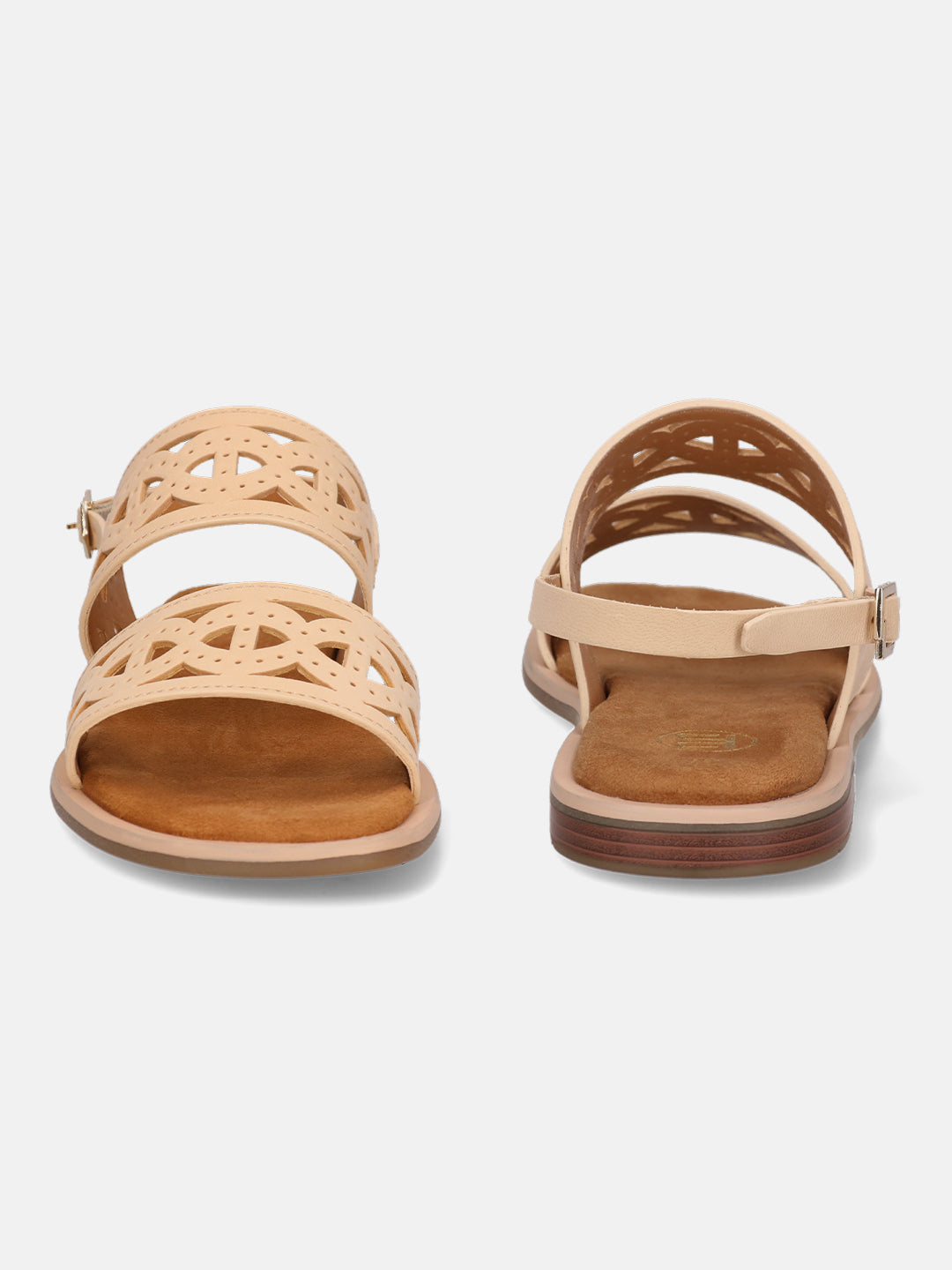 BAGATT Yasha Beige Premium Leather Back Strap Flat Sandals