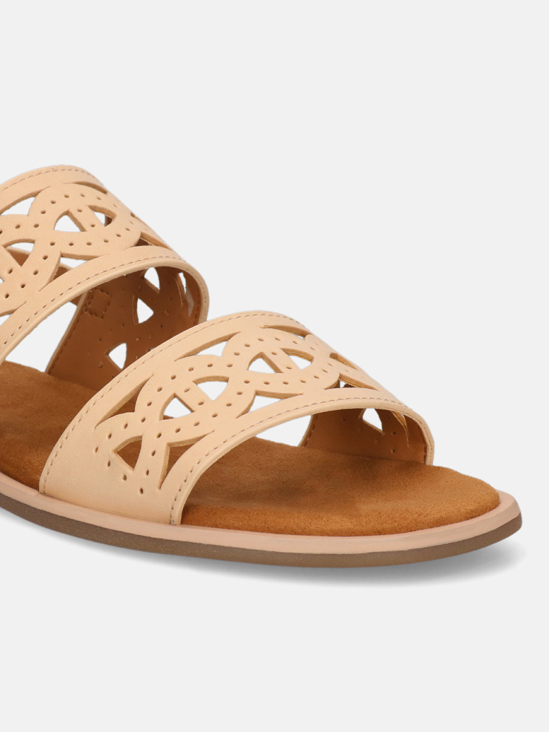 BAGATT Yasha Beige Premium Leather Back Strap Flat Sandals