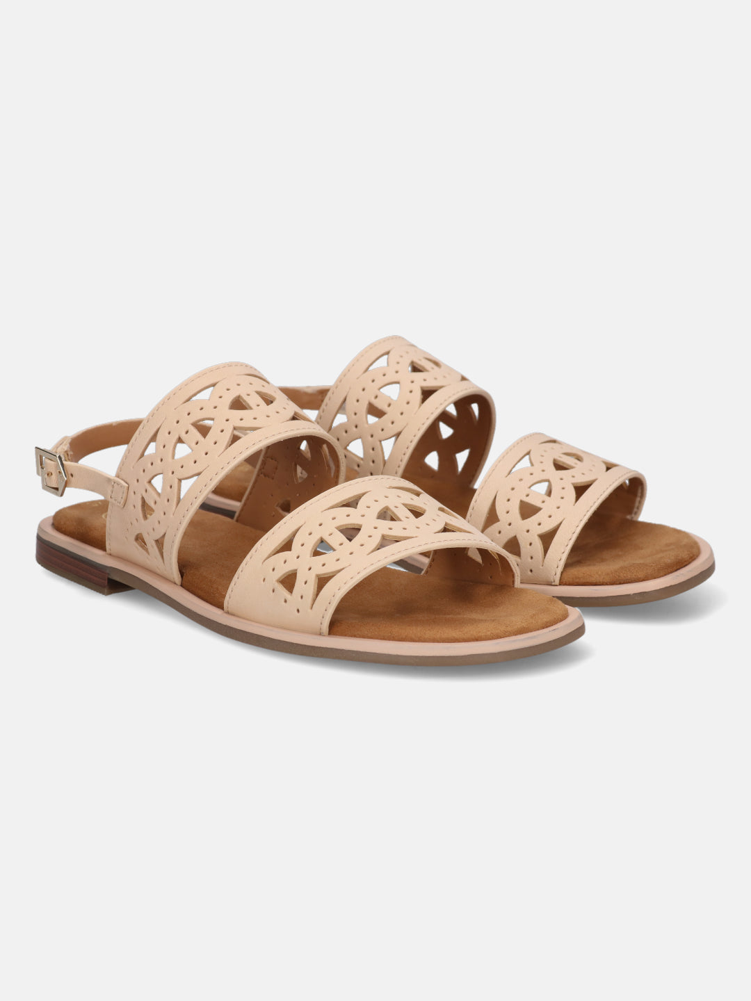 BAGATT Yasha Beige Premium Leather Back Strap Flat Sandals