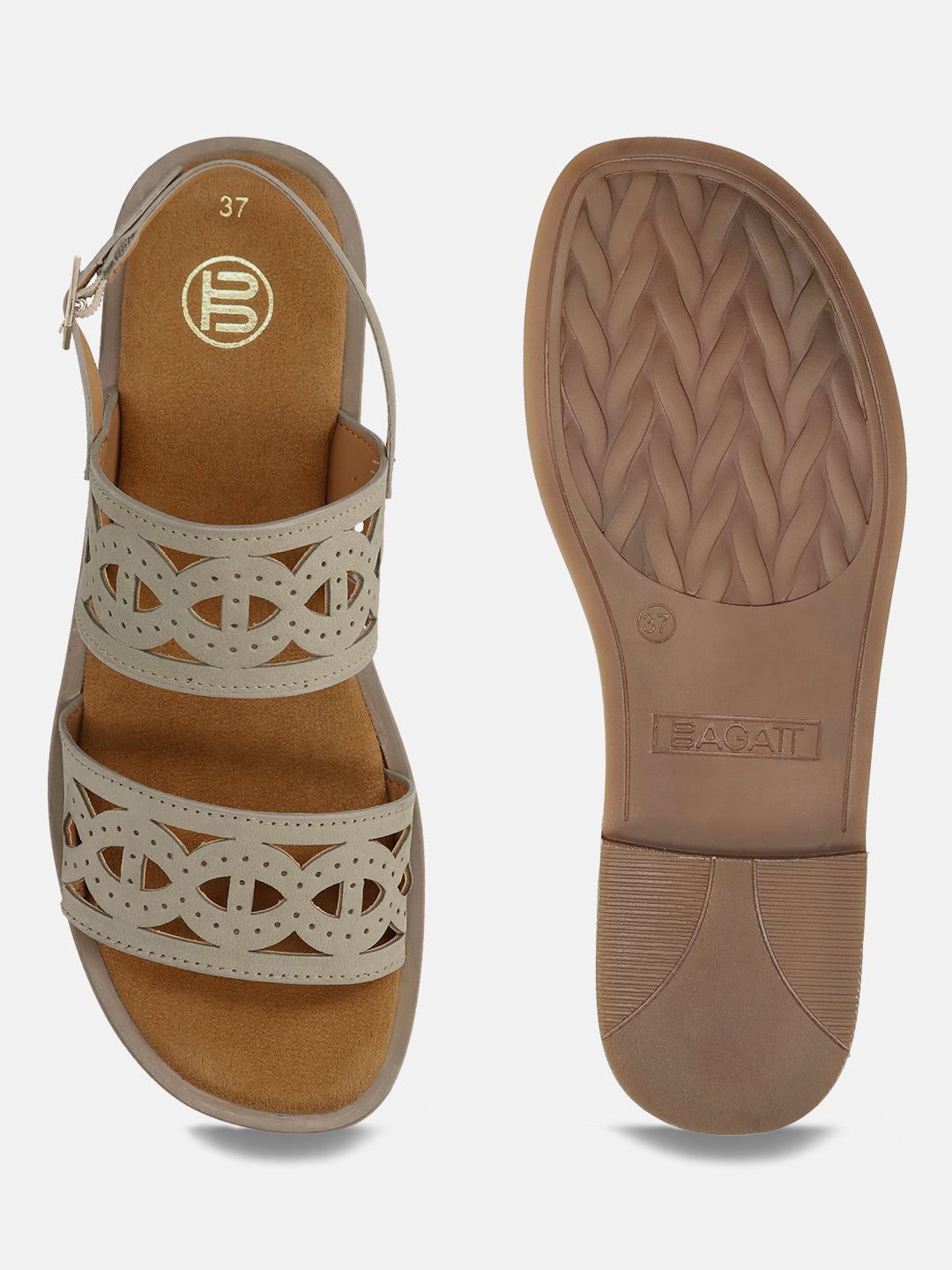 BAGATT Yasha Light Green Premium Leather Back Strap Flat sandals