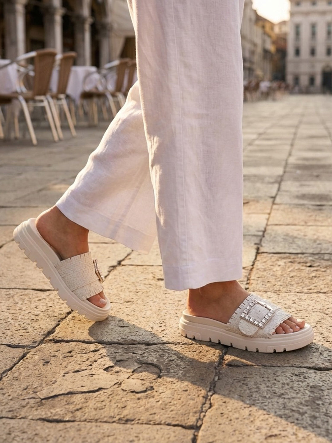 BAGATT Dalia Evo Beige Flatform sandals