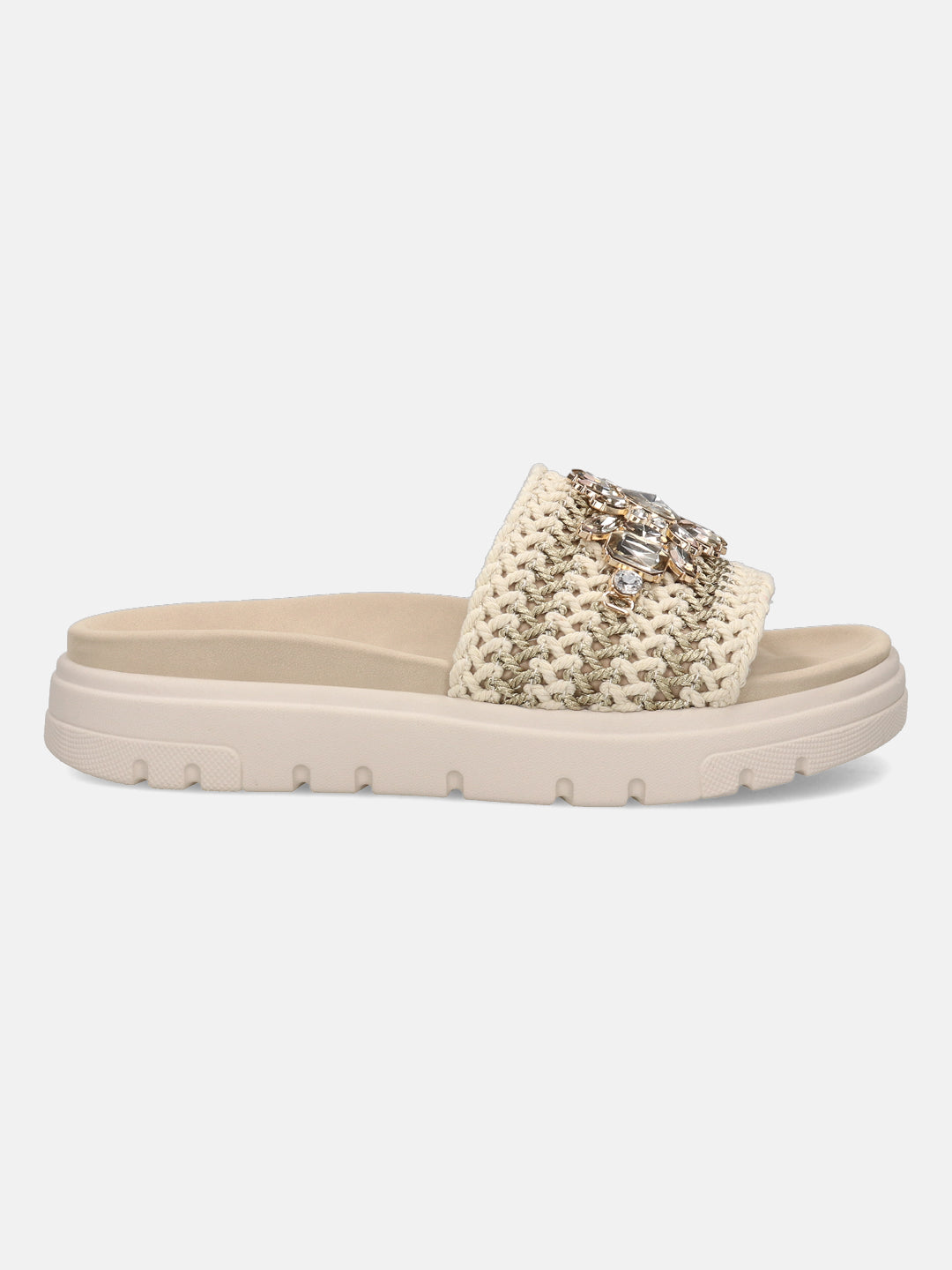 BAGATT Offwhite & Gold Flatforms Sandals