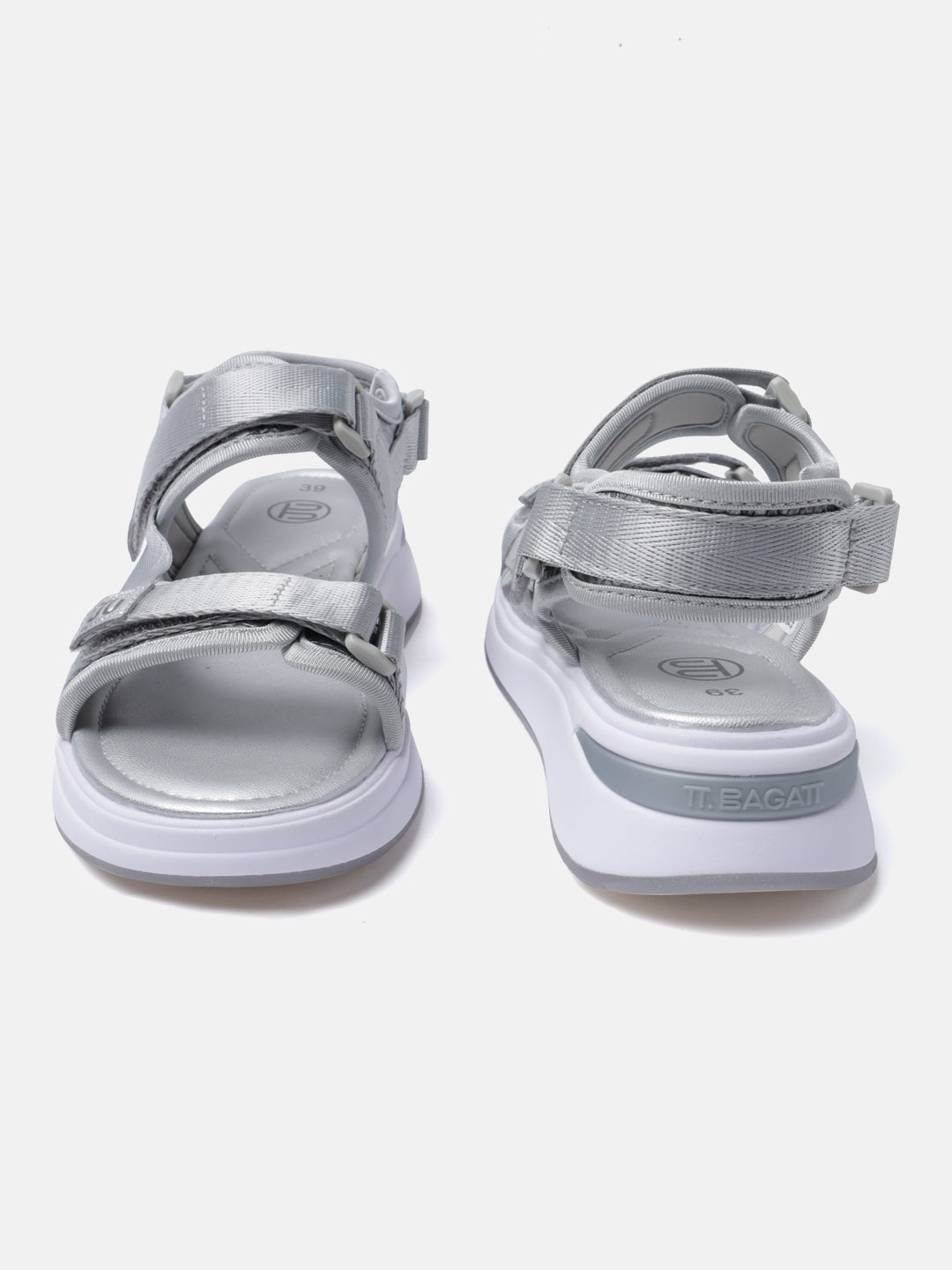BAGATT Nira Silver Back Strap Flatform sandals