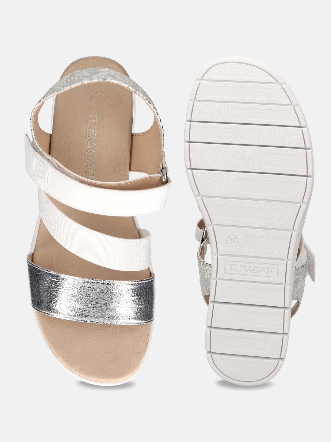 TT.BAGATT Senay Silver Flatform Heels