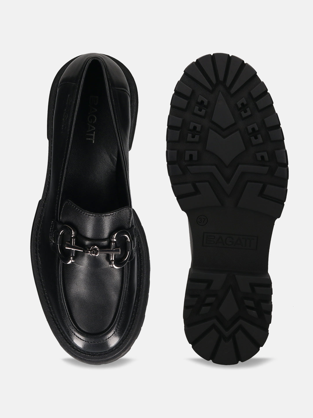BAGATT Enna Black Premium Leather Loafers Slip-Ons